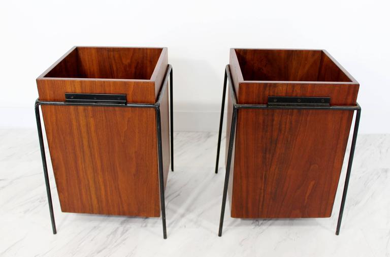 Mid-Century Modern Rare Alvin Lustig Suspended Walnut Iron Trash Can ...