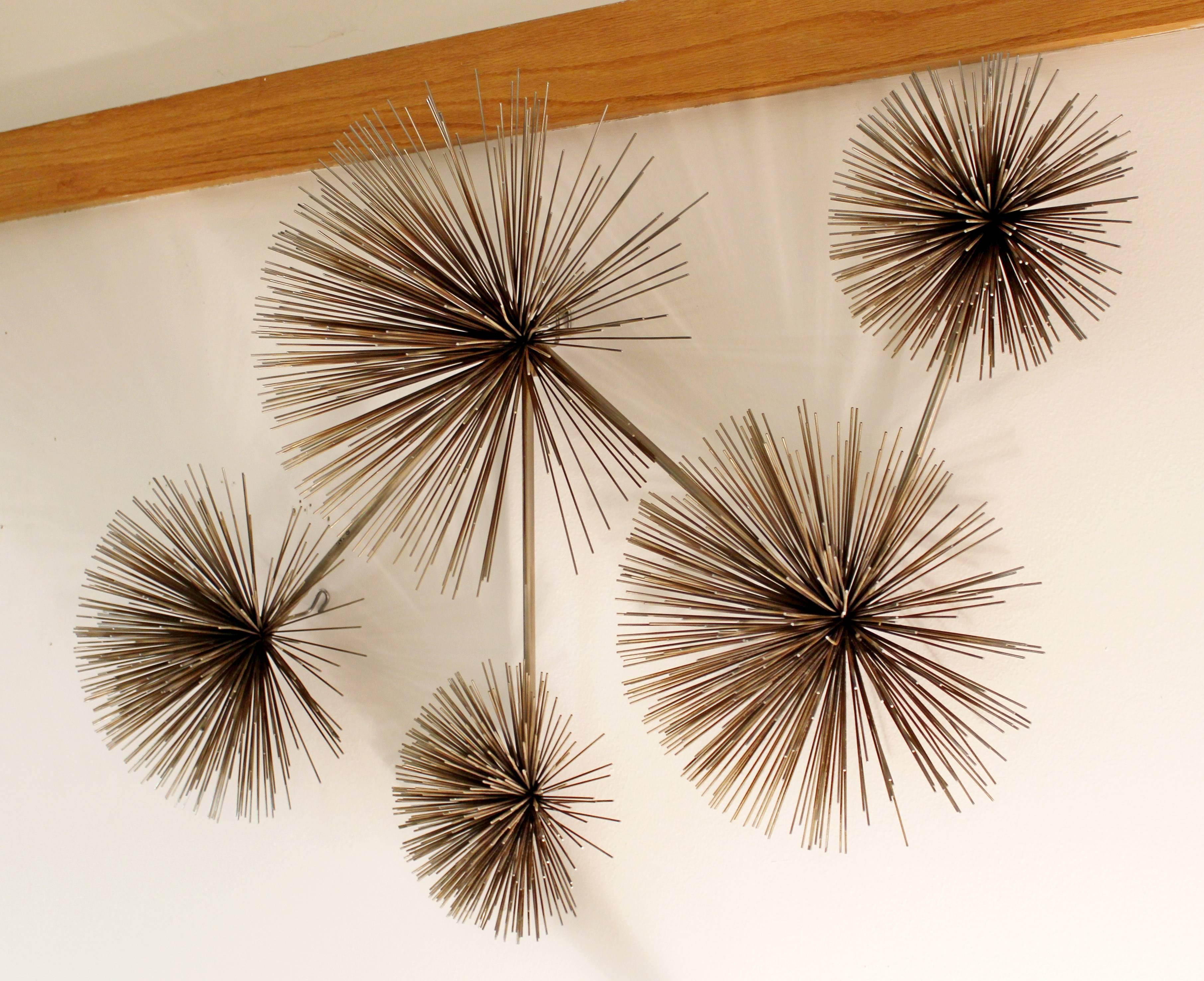 American Mid-Century Curtis Jere Signed Brass Pom Sea Urchin Brutalist Wall Sculpture