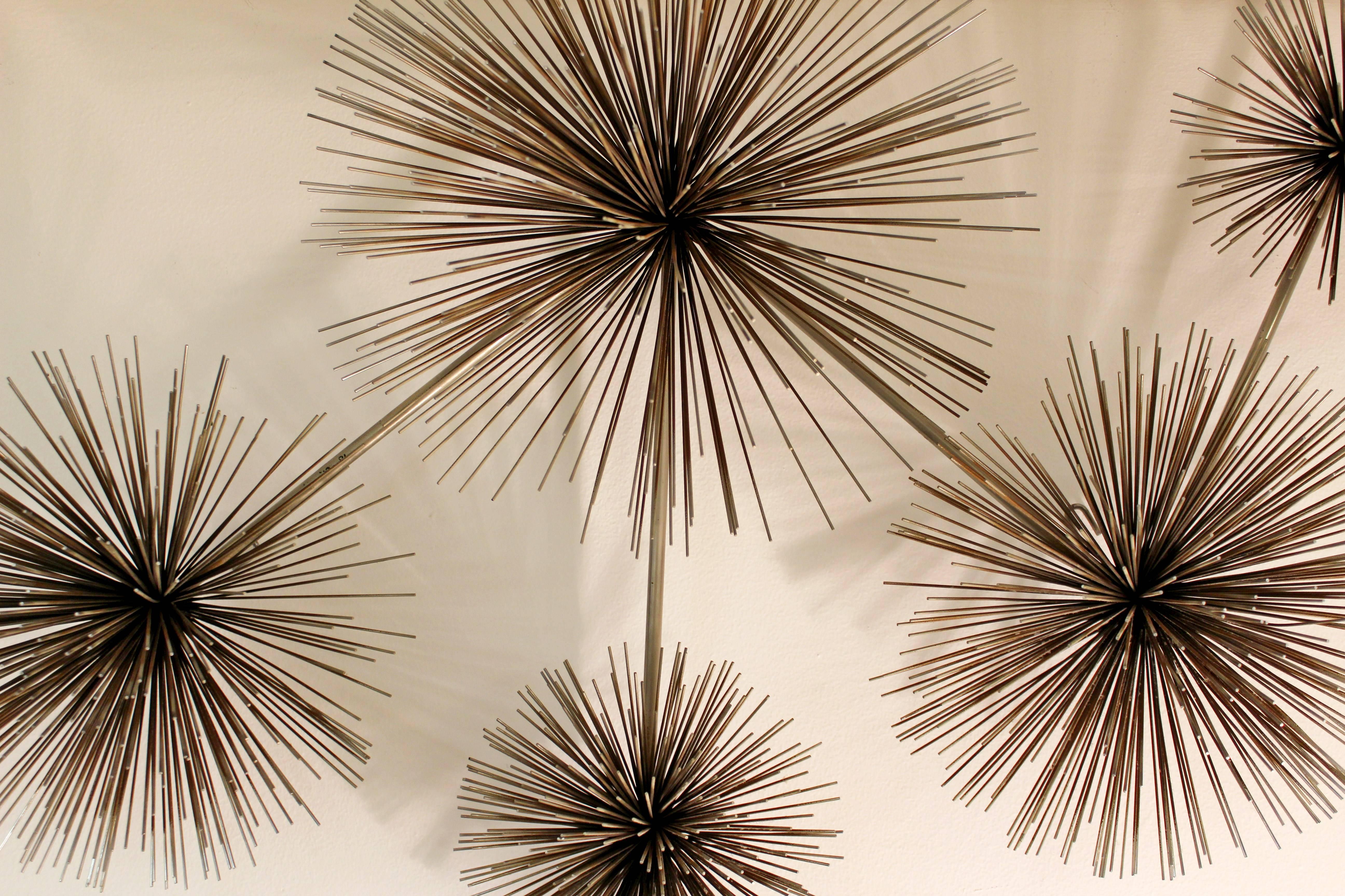 Mid-Century Curtis Jere Signed Brass Pom Sea Urchin Brutalist Wall Sculpture In Good Condition In Keego Harbor, MI