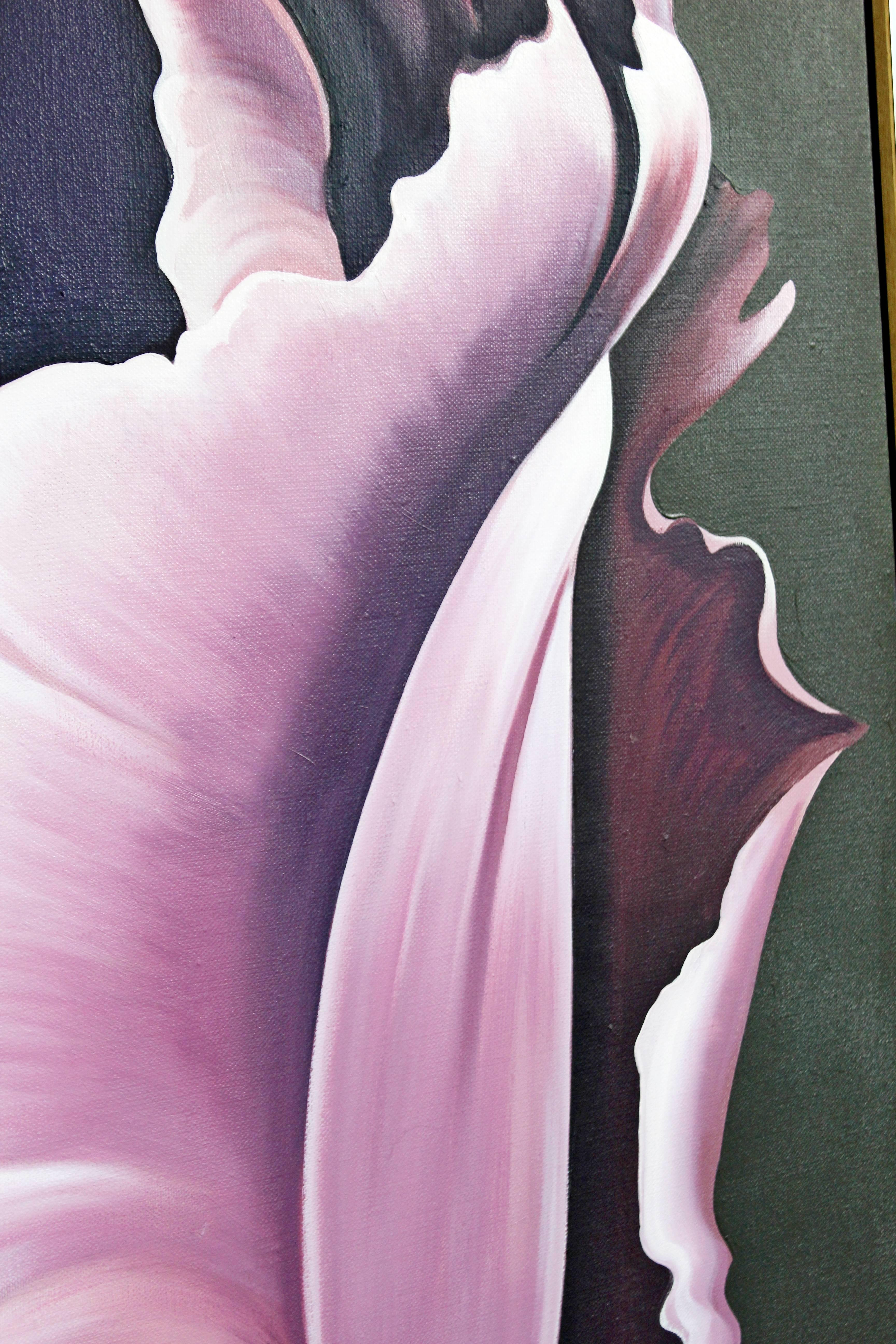 Original Oil on Canvas Painting by Lowell Nesbitt 1974 Violet Parrot Tulip COA 4