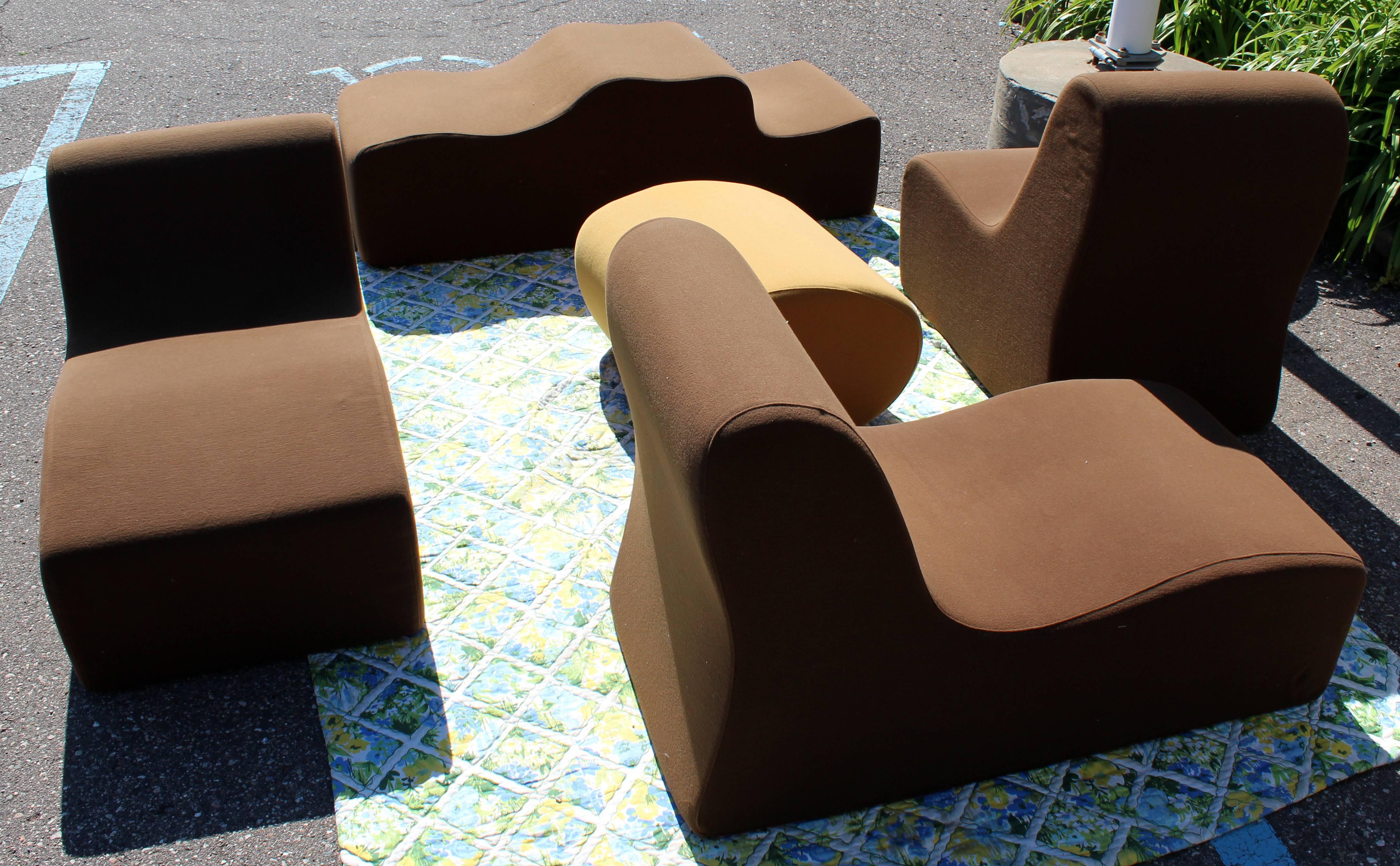 American Mid-Century Modern Modular Foam Sofa Sectional Set Roberto Matta Malitte Knoll