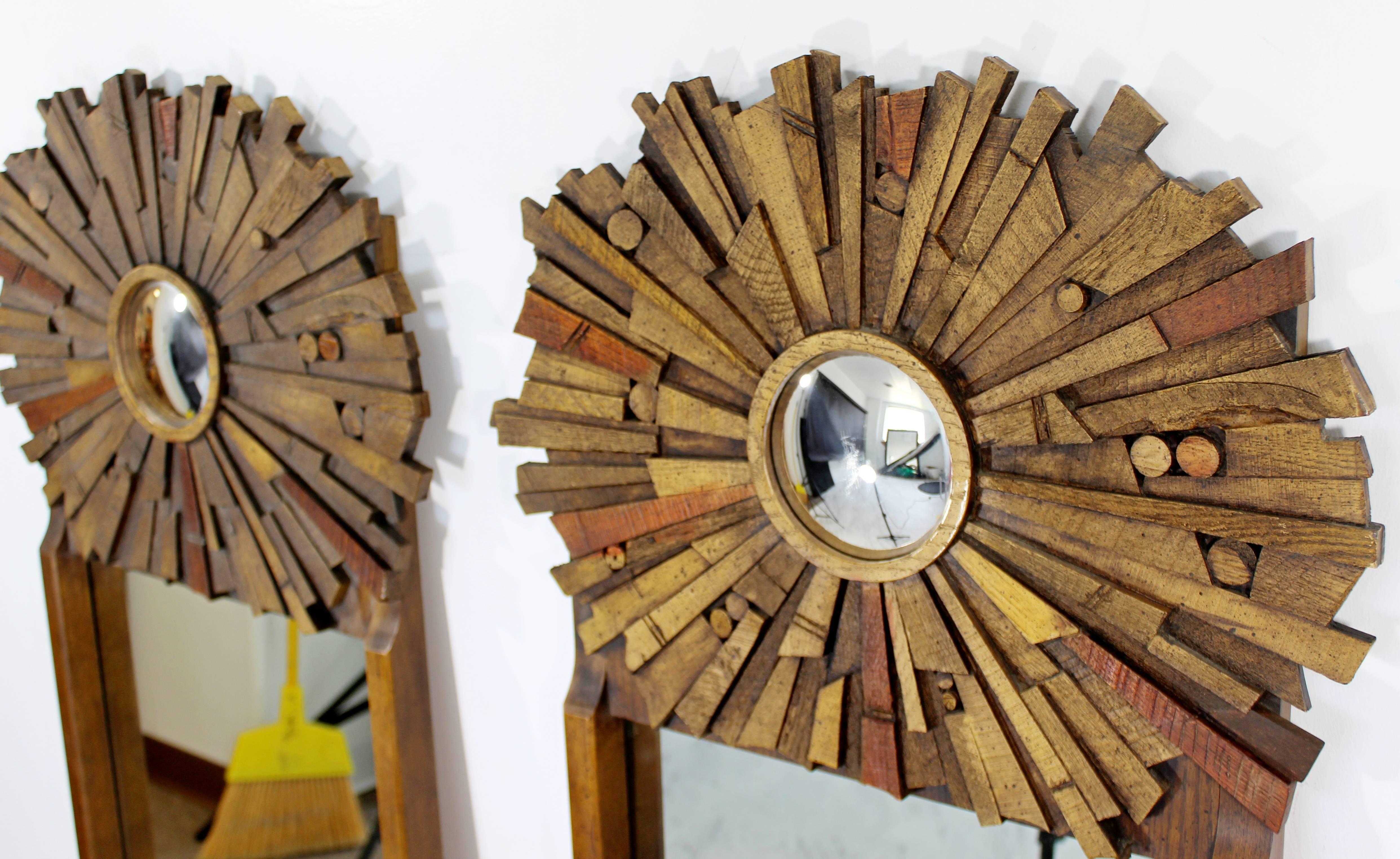 Mid-Century Modern Pair of Lane Brutalist Wood Mirrors for Mosaic Line Evans Era 1
