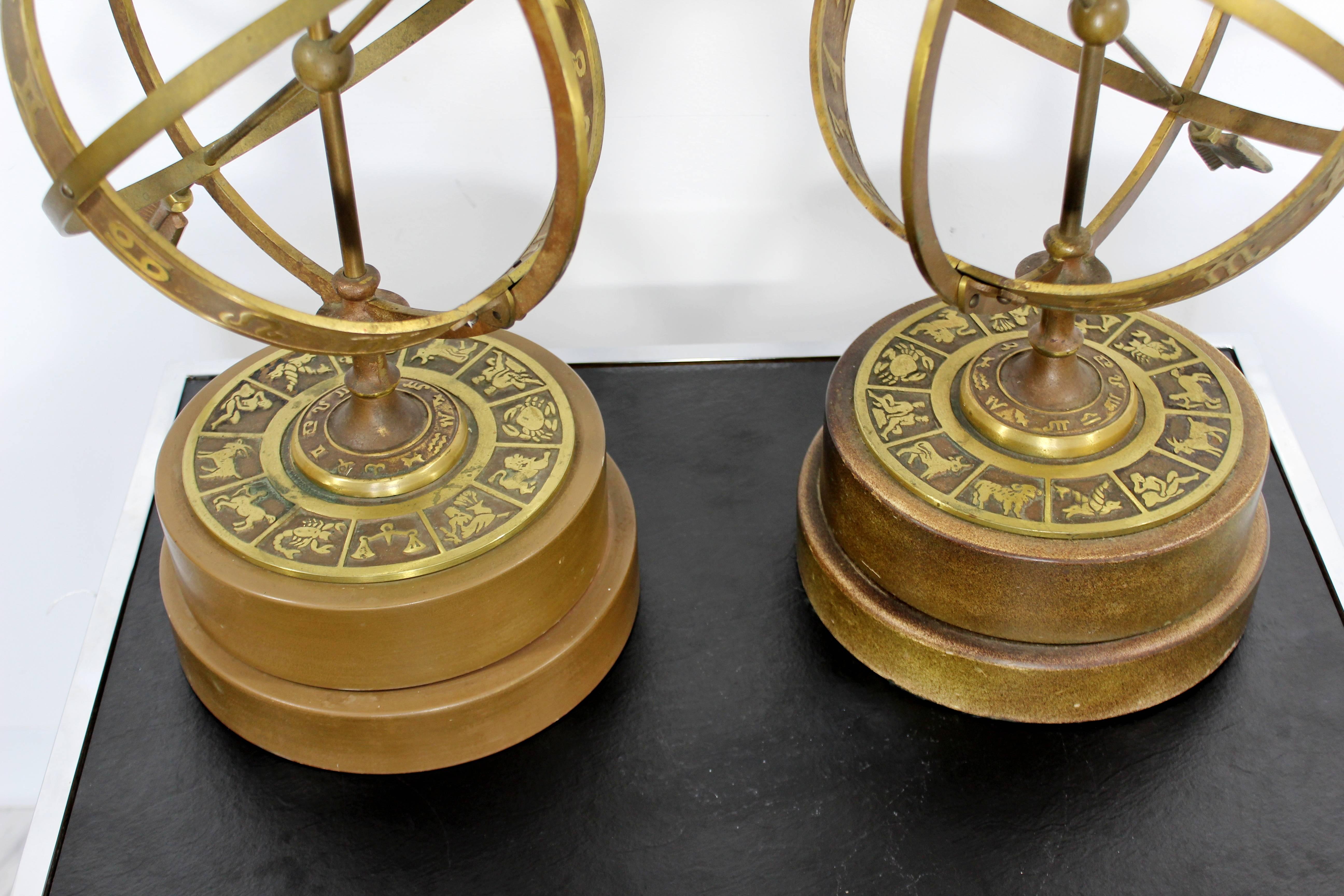 Mid-Century Modern Pair of Frederick Cooper Astrological Armillary Table Lamps 3