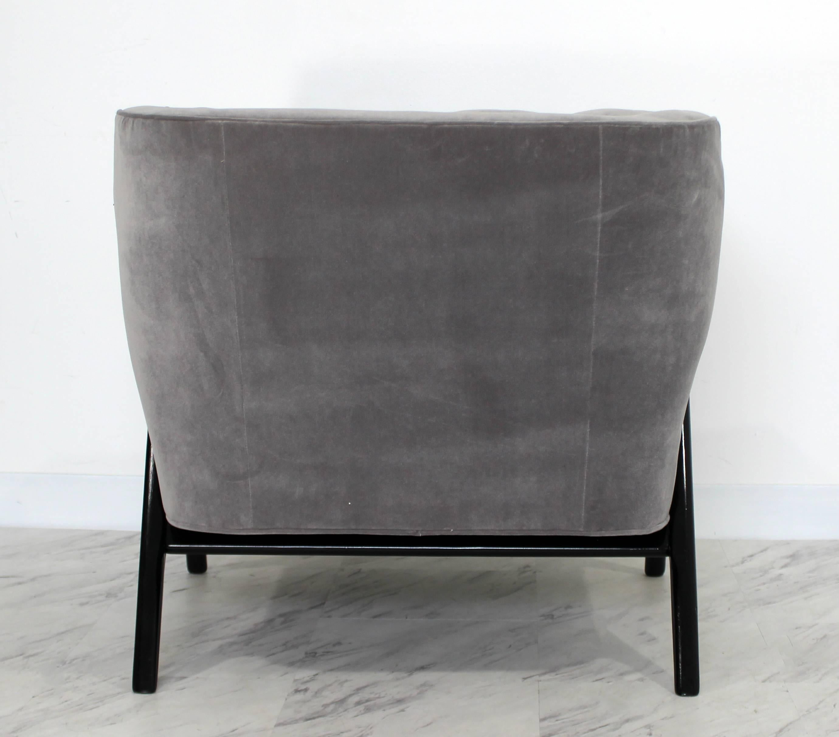 Mid-20th Century Mid-Century Modern Italian Sculptural Gray Velvet Lounge Armchair Parisi Style
