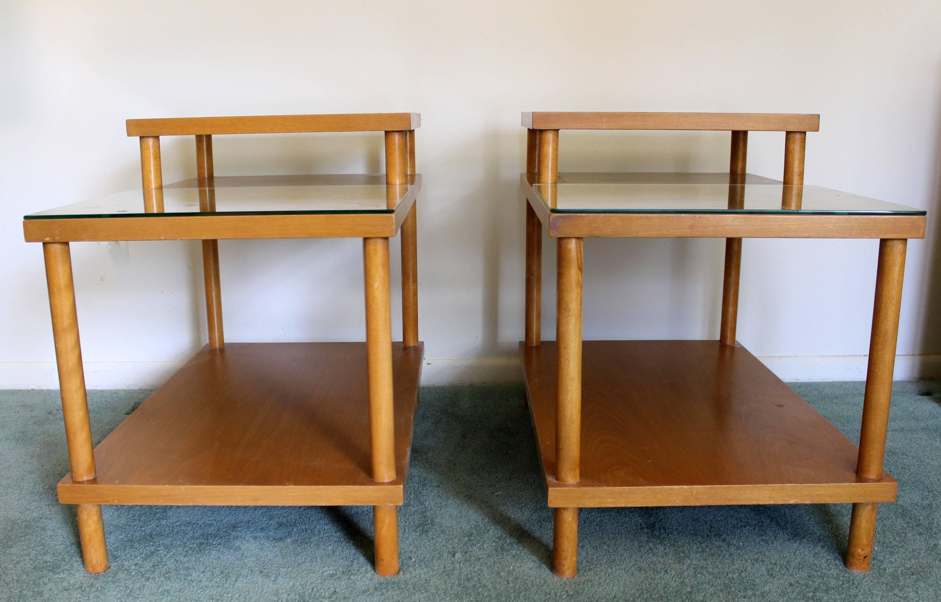 American Mid-Century Modern Pair of Robsjohn-Gibbings Widdicomb Two-Tiered End Tables