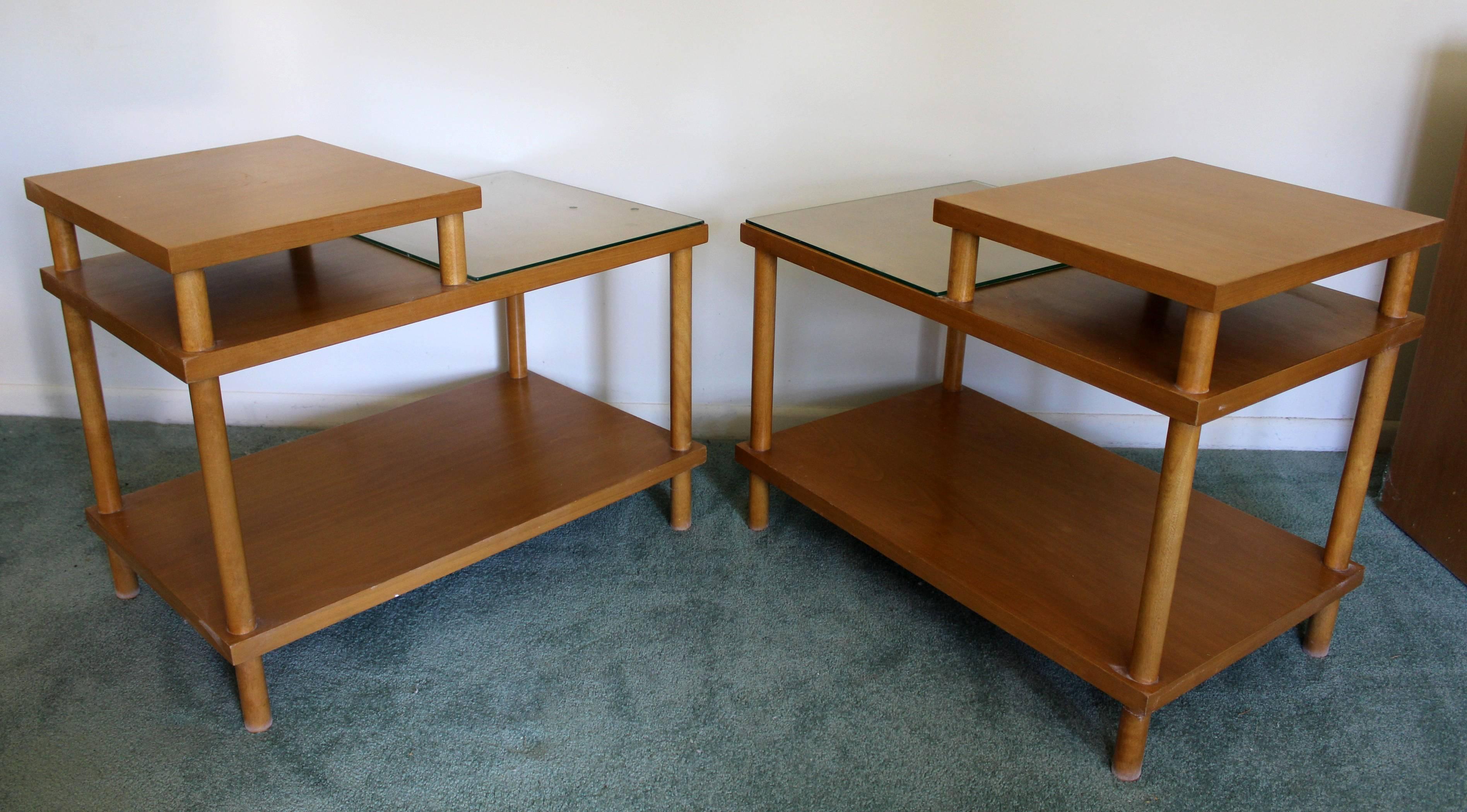 Mid-20th Century Mid-Century Modern Pair of Robsjohn-Gibbings Widdicomb Two-Tiered End Tables