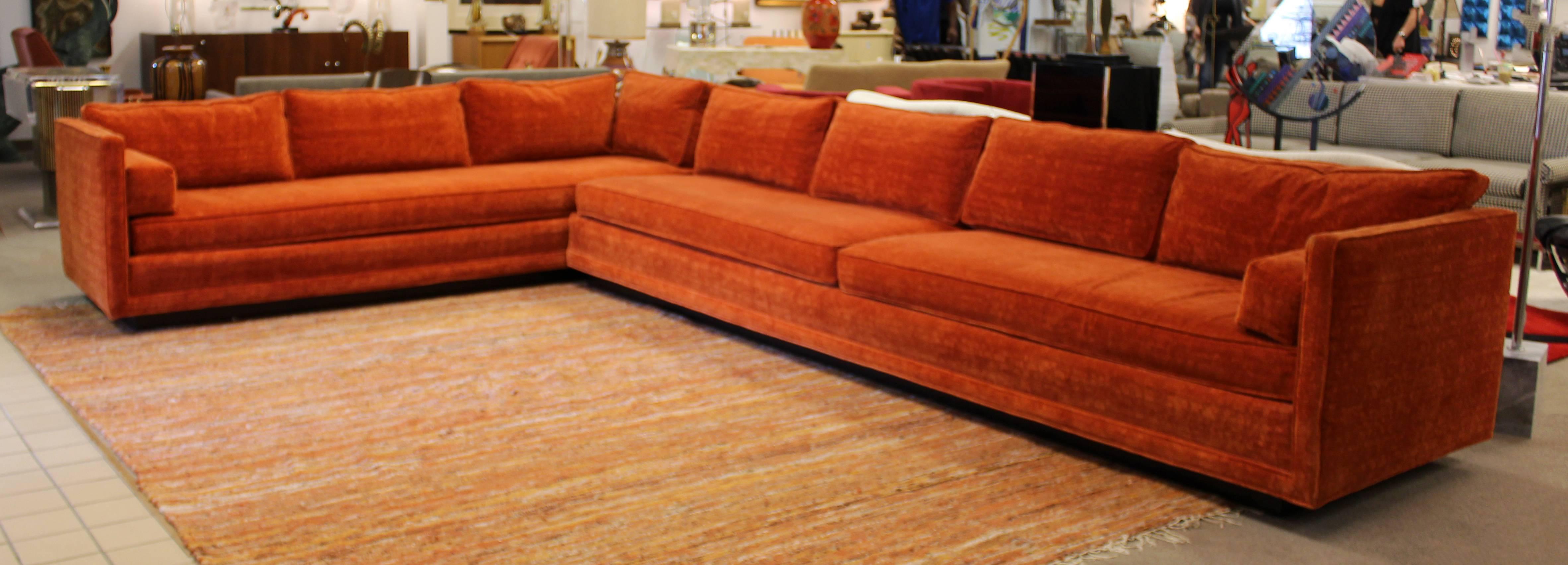 orange velvet sectional sofa