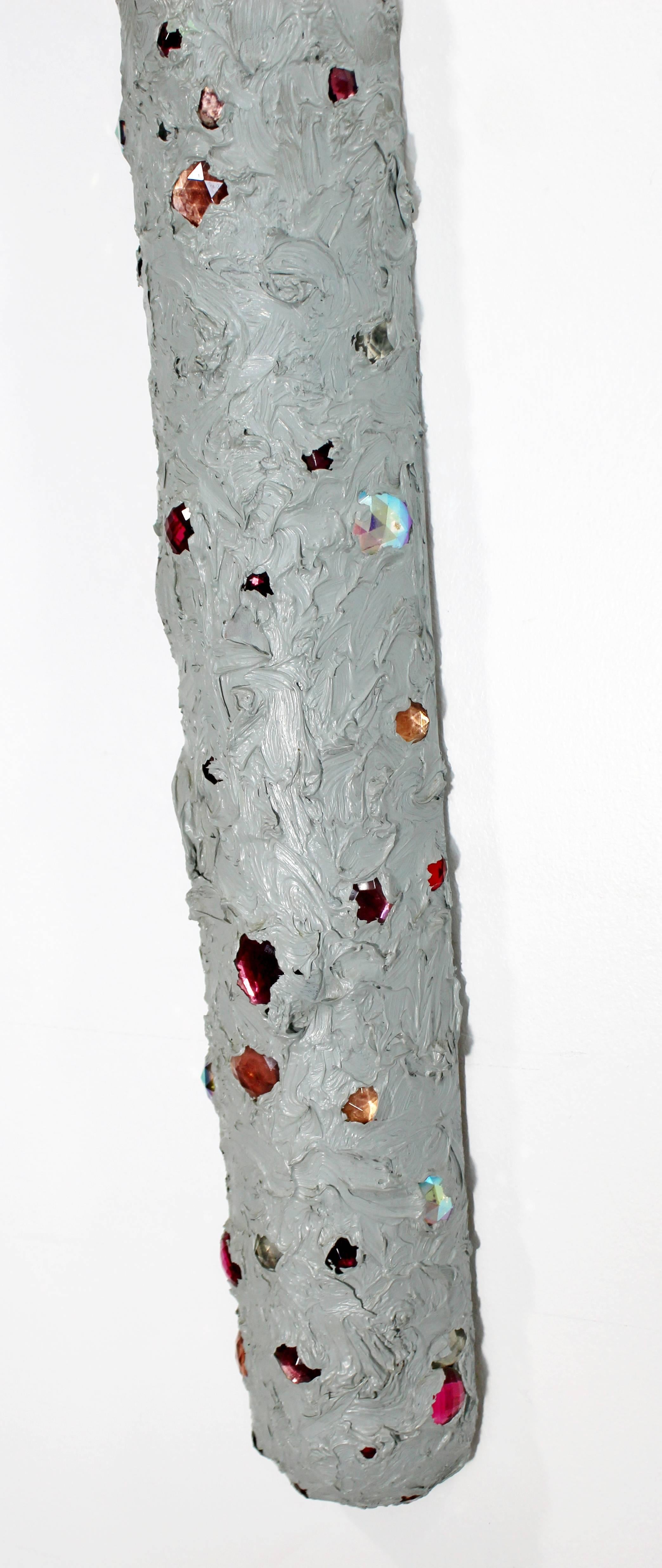 Late 20th Century Mid-Century Modern John Torreano Oil, Jewels on Wood Hanging Sculpture, 1975