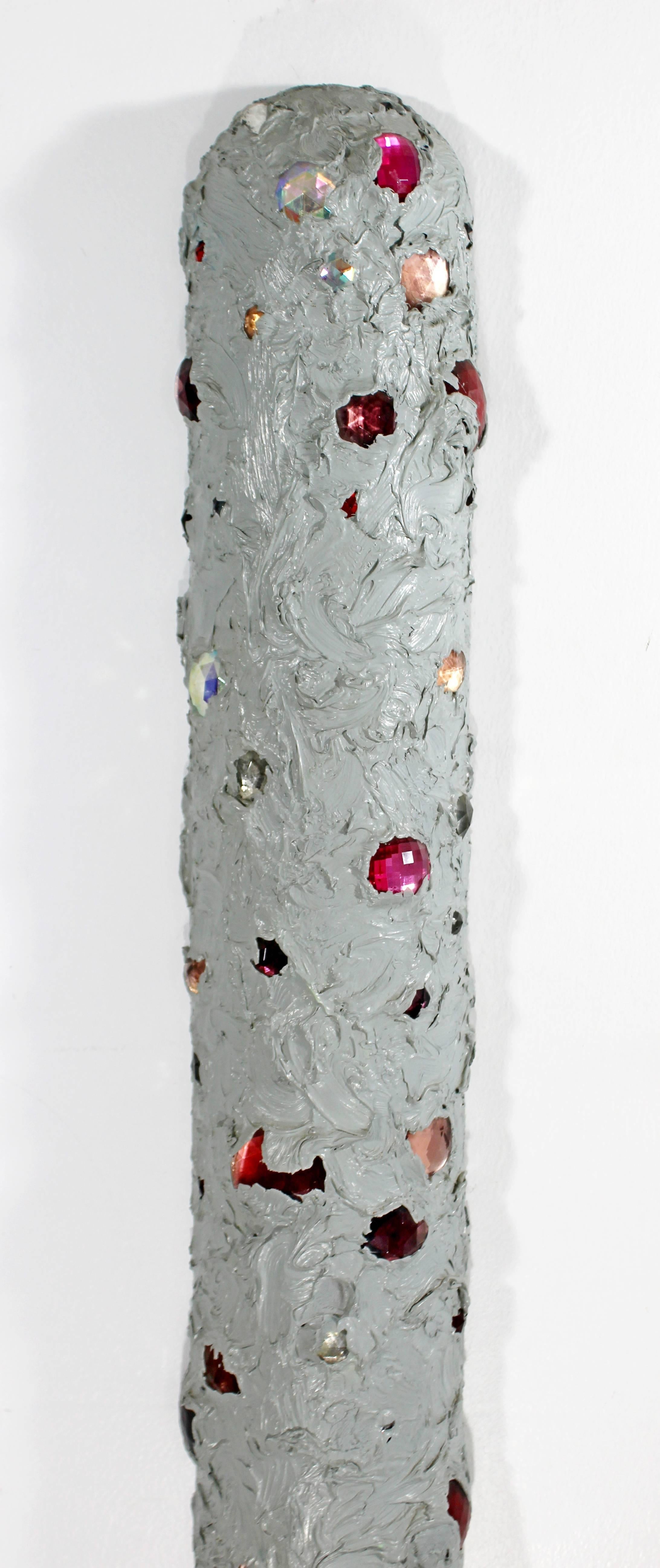 Mid-Century Modern John Torreano Oil, Jewels on Wood Hanging Sculpture, 1975 1