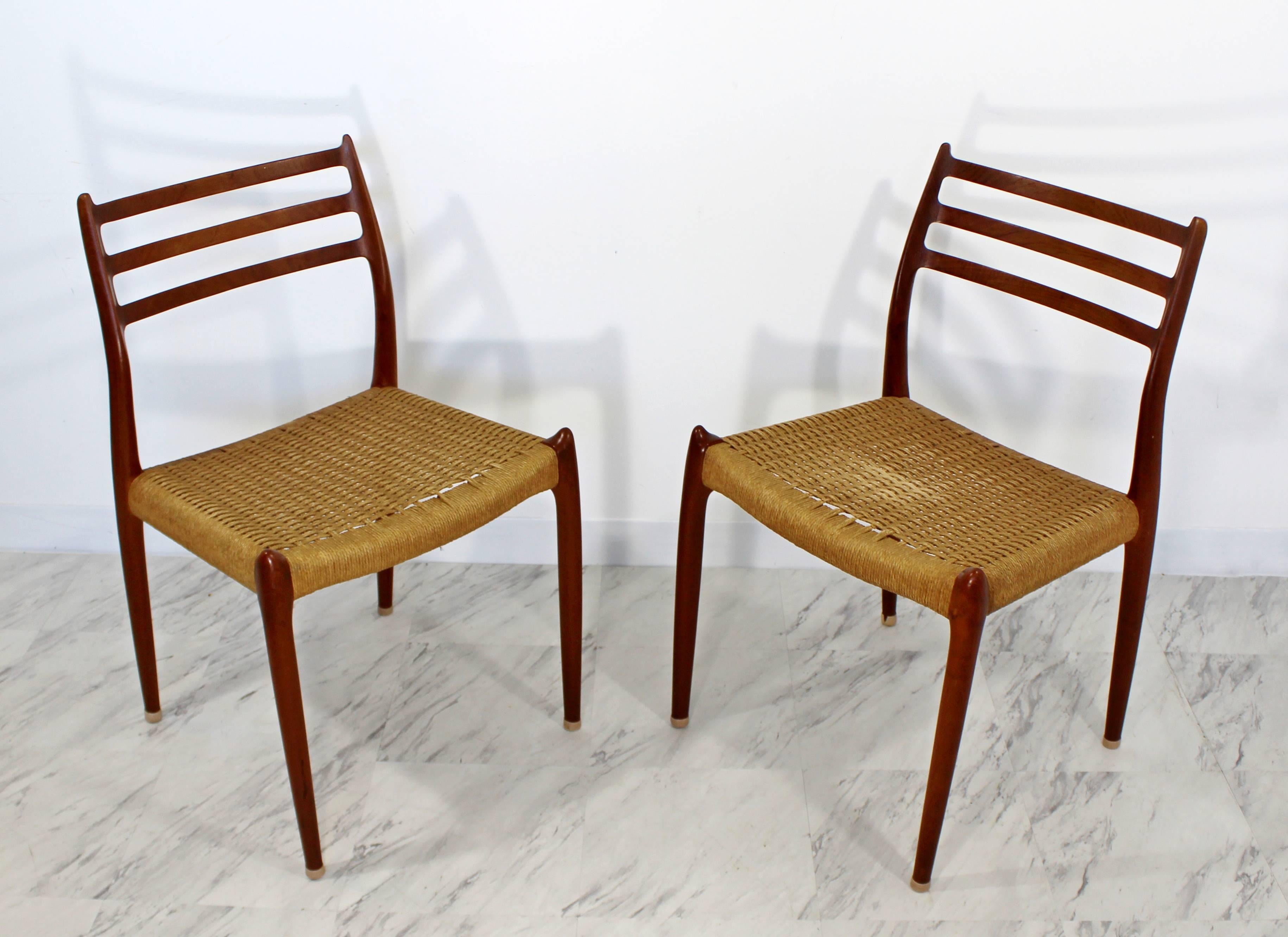 Mid-Century Modern Mid-Century Danish Modern Set of Six Teak Cord Dining Chairs Jonsson for Moller