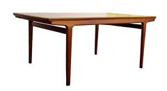 Mid-Century Modern Danish Teak Expandable Dining Table Six Chairs Two Leaves