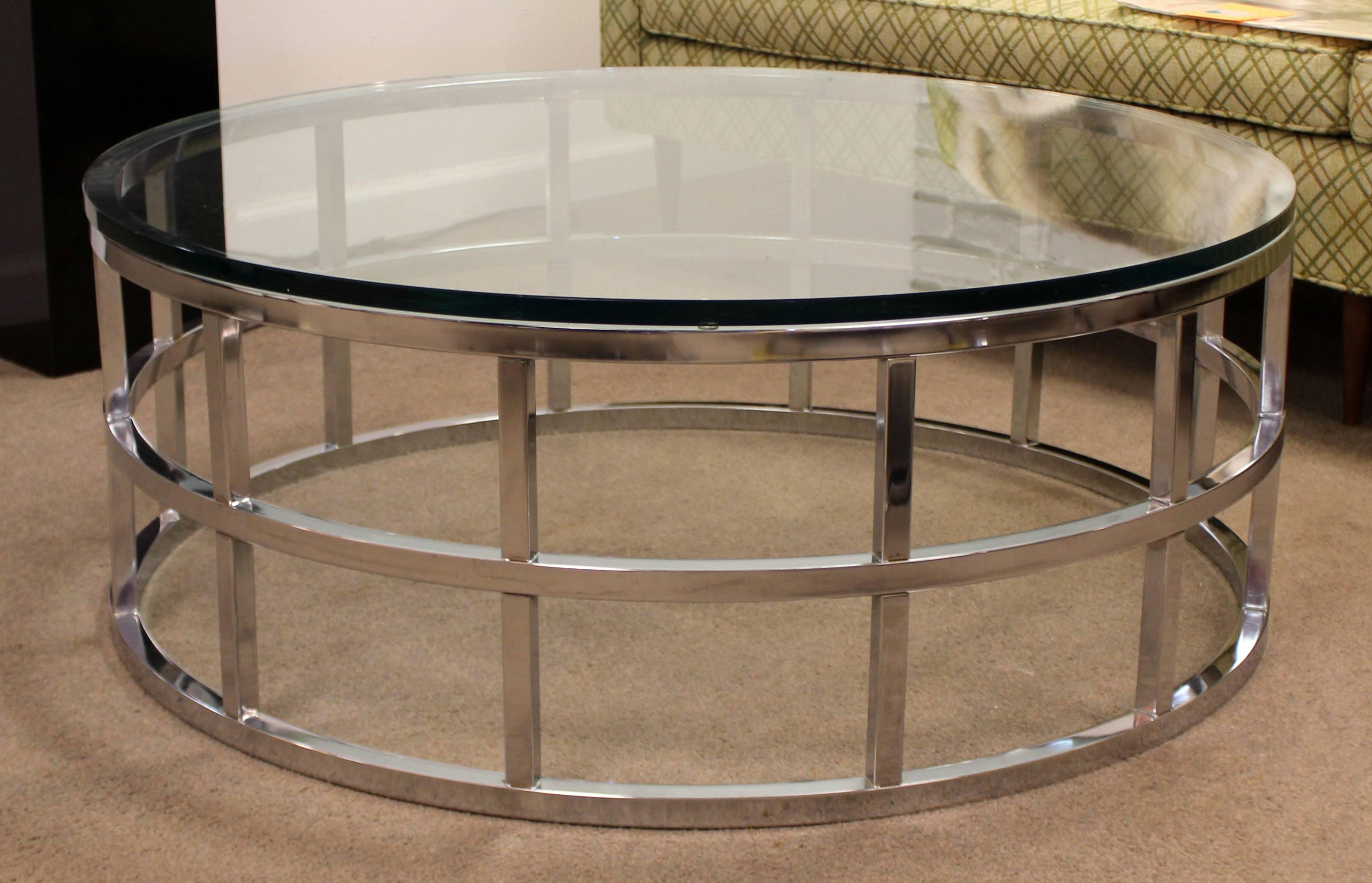 Mid-Century Modern Mid-Century Milo Baughman style DIA Round Chrome & Glass Coffee Table 1970