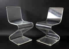 Mid-Century Modern Satz von vier Lucite Z Zig Zag Stühle Hollis Jones Style:: 1970er Jahre