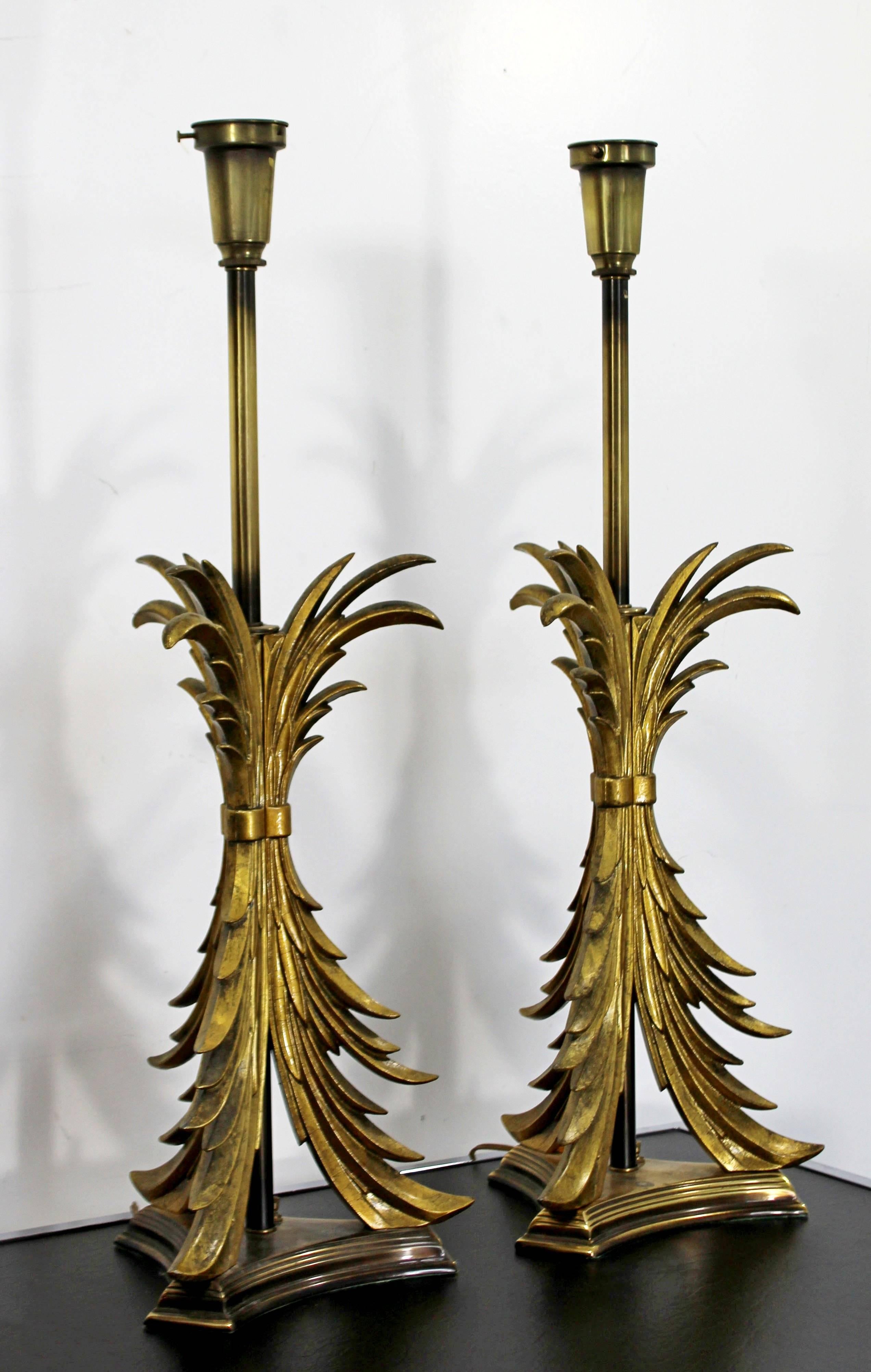 American Hollywood Regency Pair of Solid Brass Ornate Chapman Table Lamps, 1980s