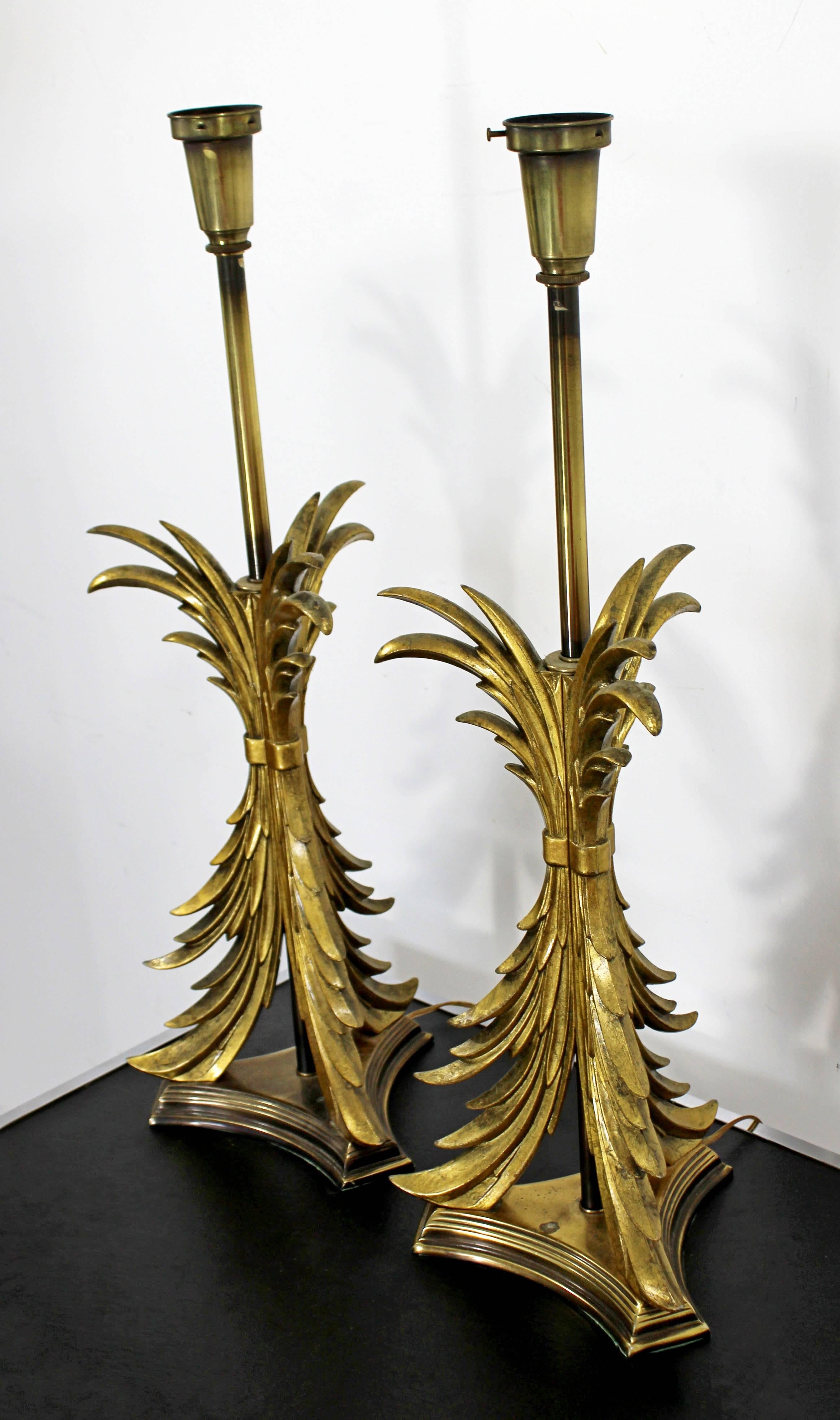 Hollywood Regency Pair of Solid Brass Ornate Chapman Table Lamps, 1980s In Good Condition In Keego Harbor, MI