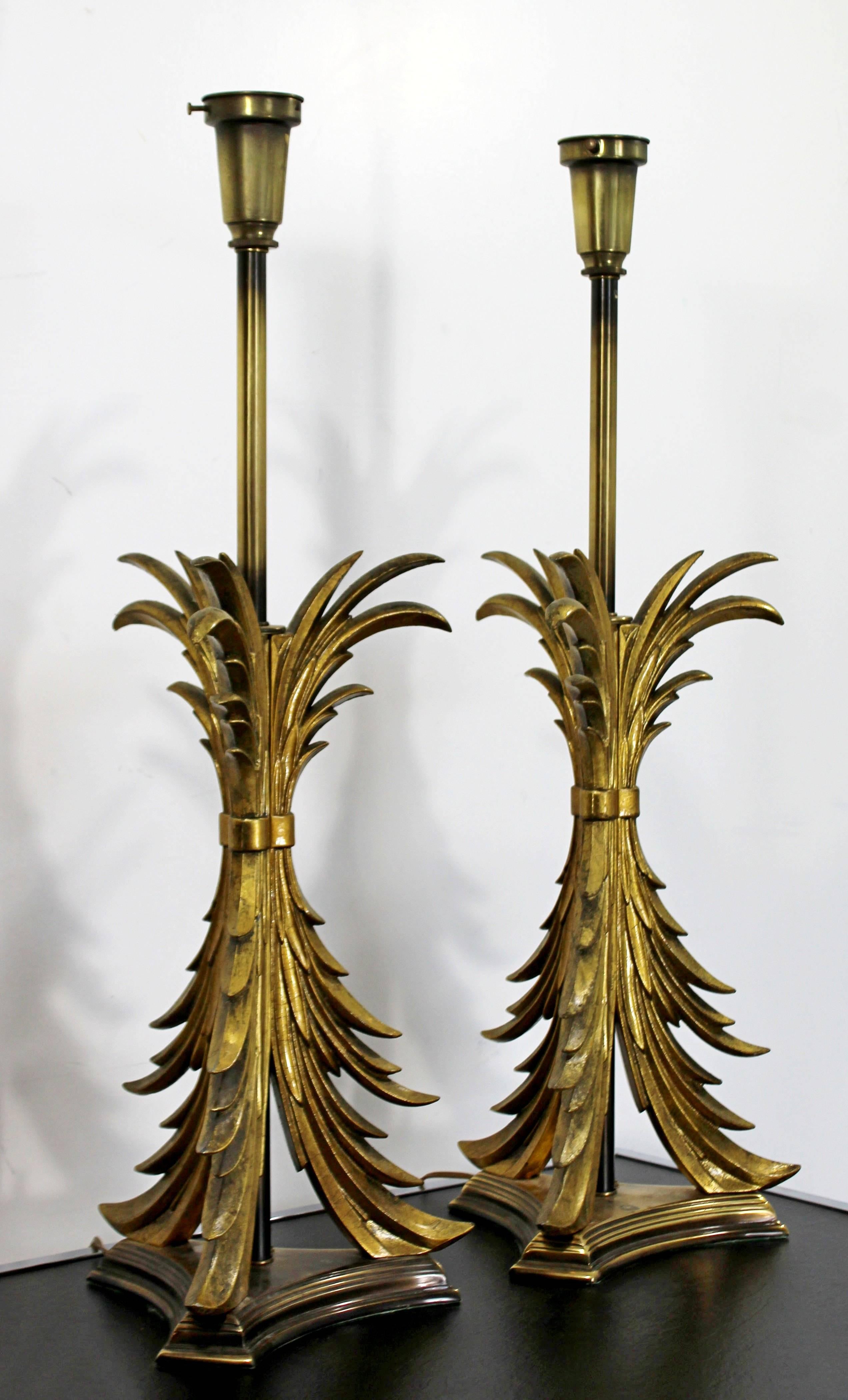 Late 20th Century Hollywood Regency Pair of Solid Brass Ornate Chapman Table Lamps, 1980s