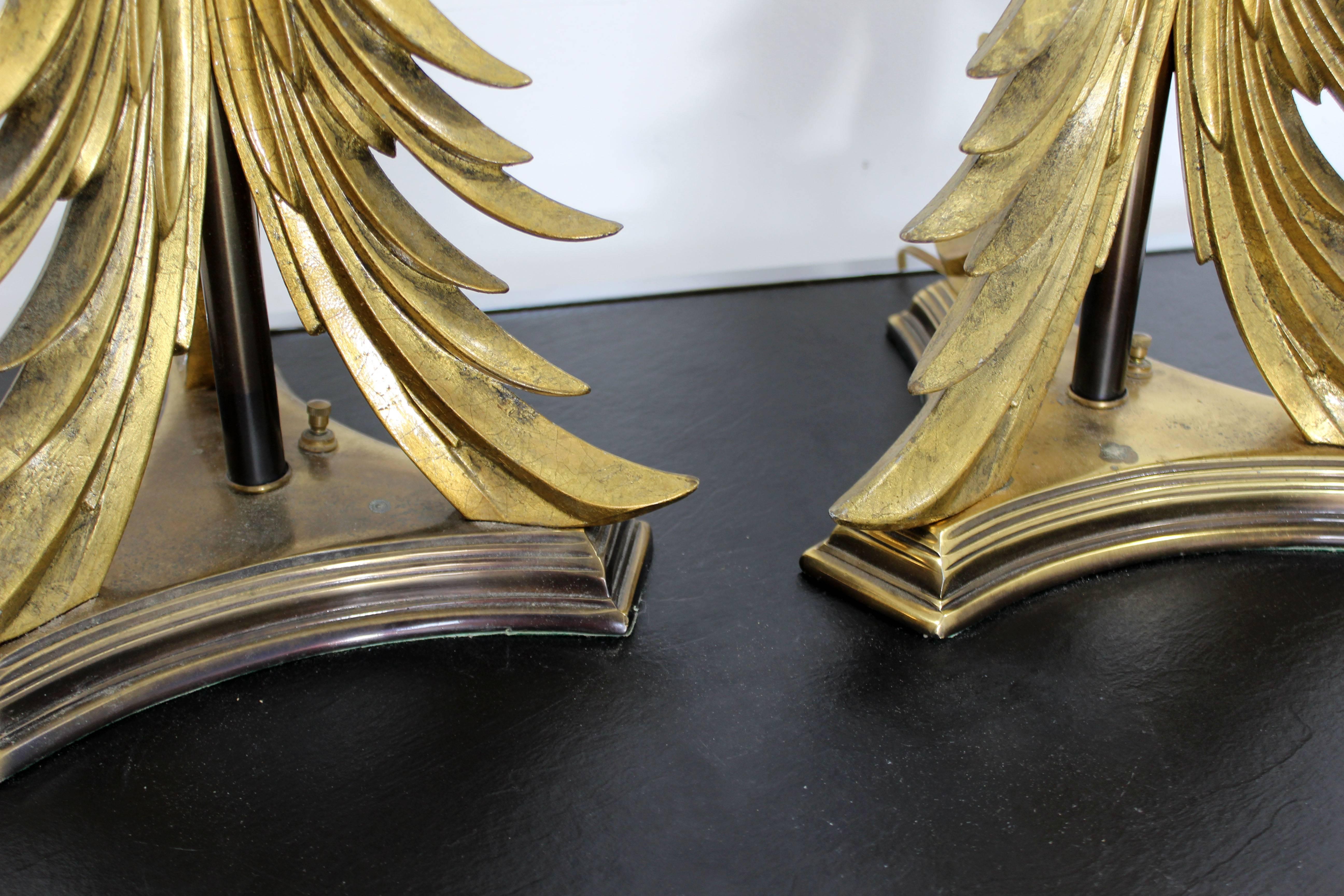 Hollywood Regency Pair of Solid Brass Ornate Chapman Table Lamps, 1980s 4