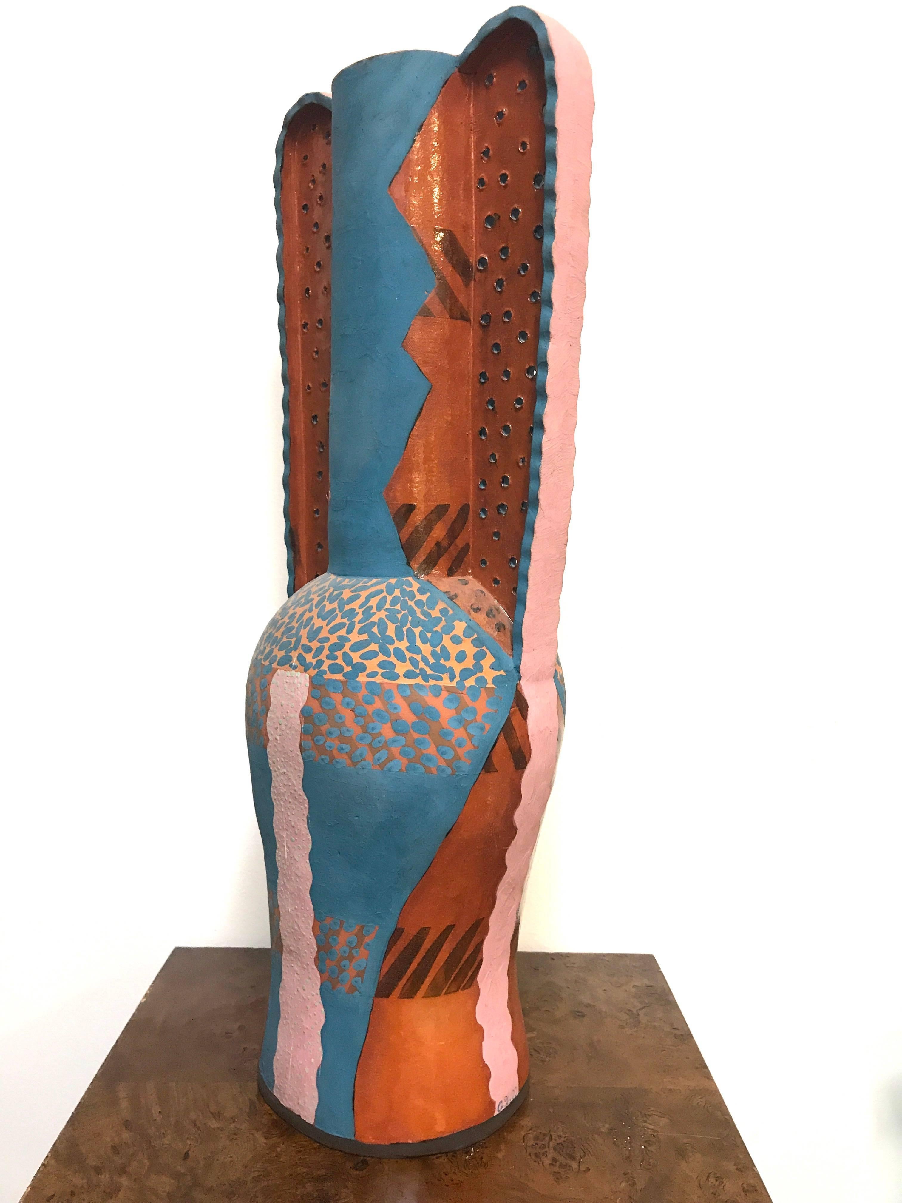 For your consideration is a pottery ceramic painted vessel by Andrea Gill. Signed by the artist.

Measure: H 25.25