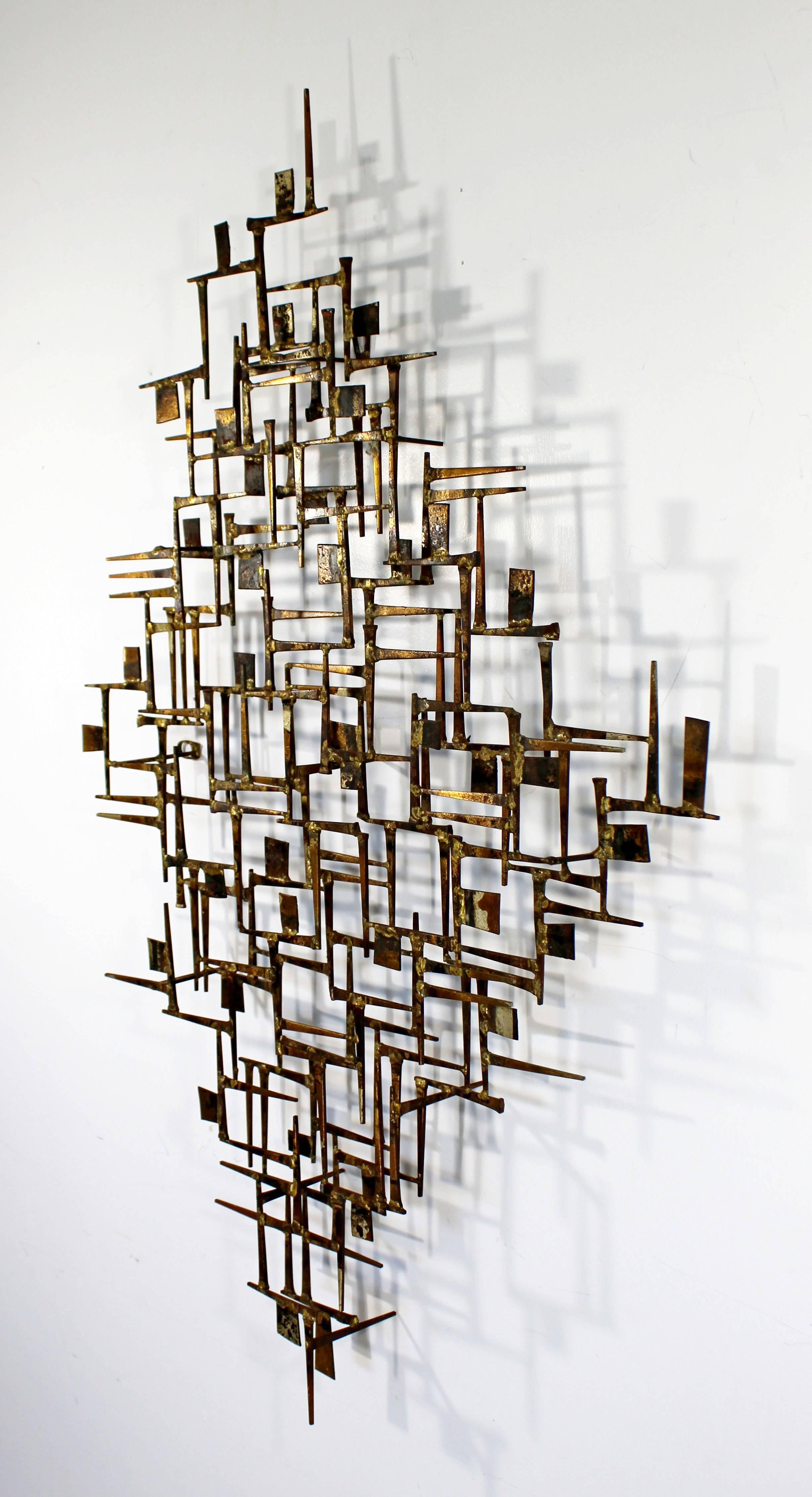 Mid-20th Century Mid-Century Modern Brutalist Metal Wall Sculpture by William Bowie Jere Style
