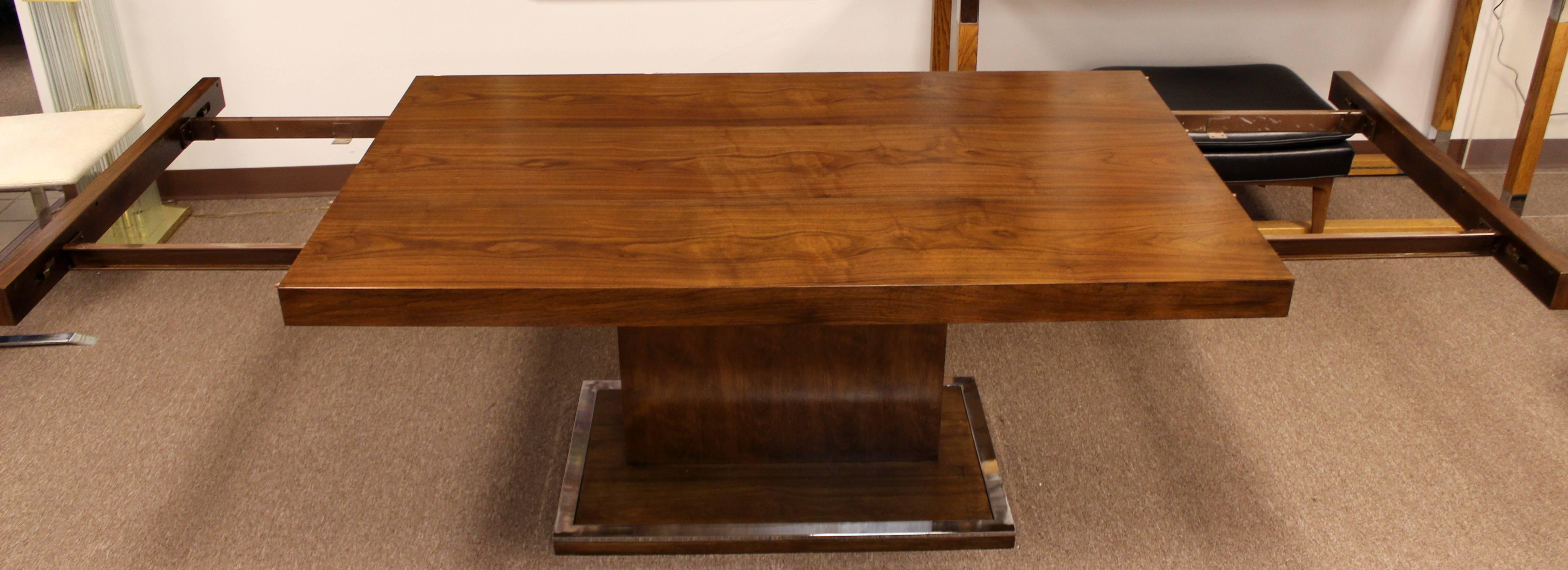 Late 20th Century Mid-Century Modern Baughman Founders Walnut Chrome Pedestal Dining Table