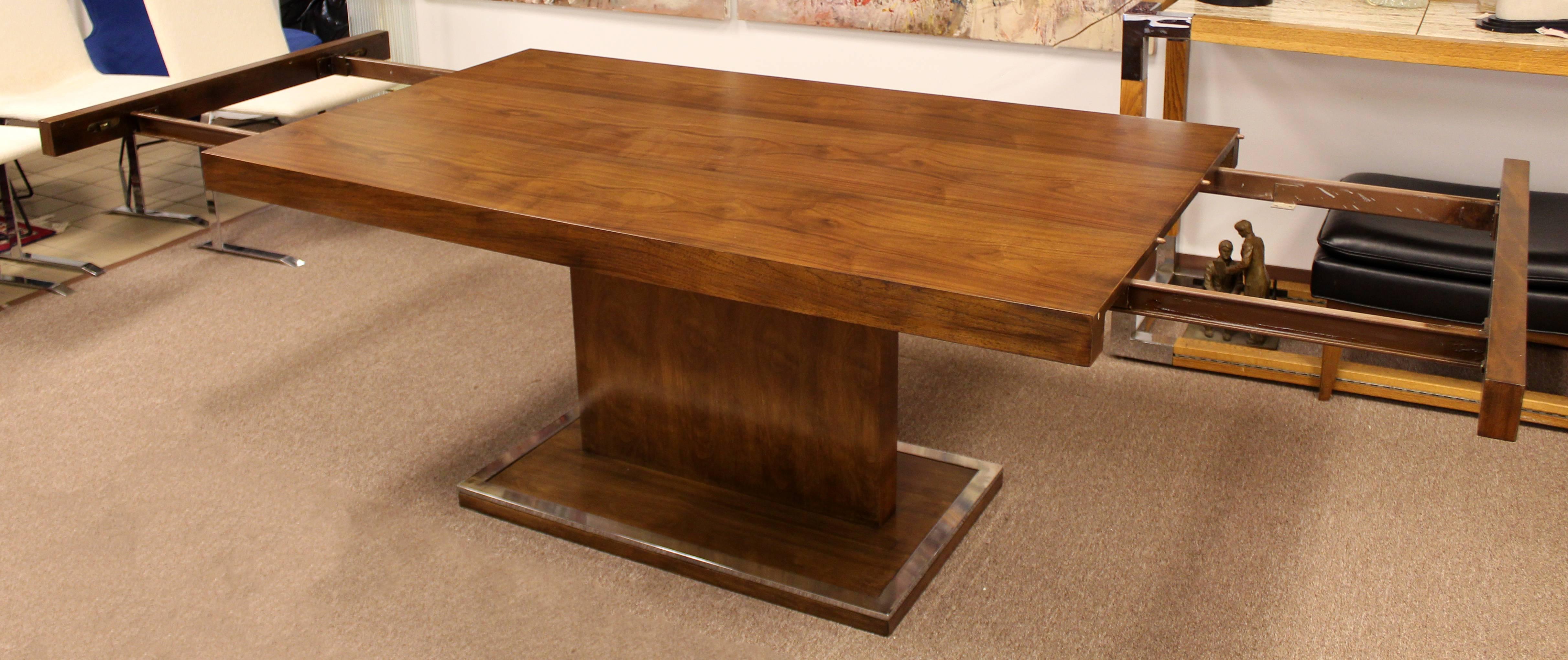 Mid-Century Modern Baughman Founders Walnut Chrome Pedestal Dining Table 1