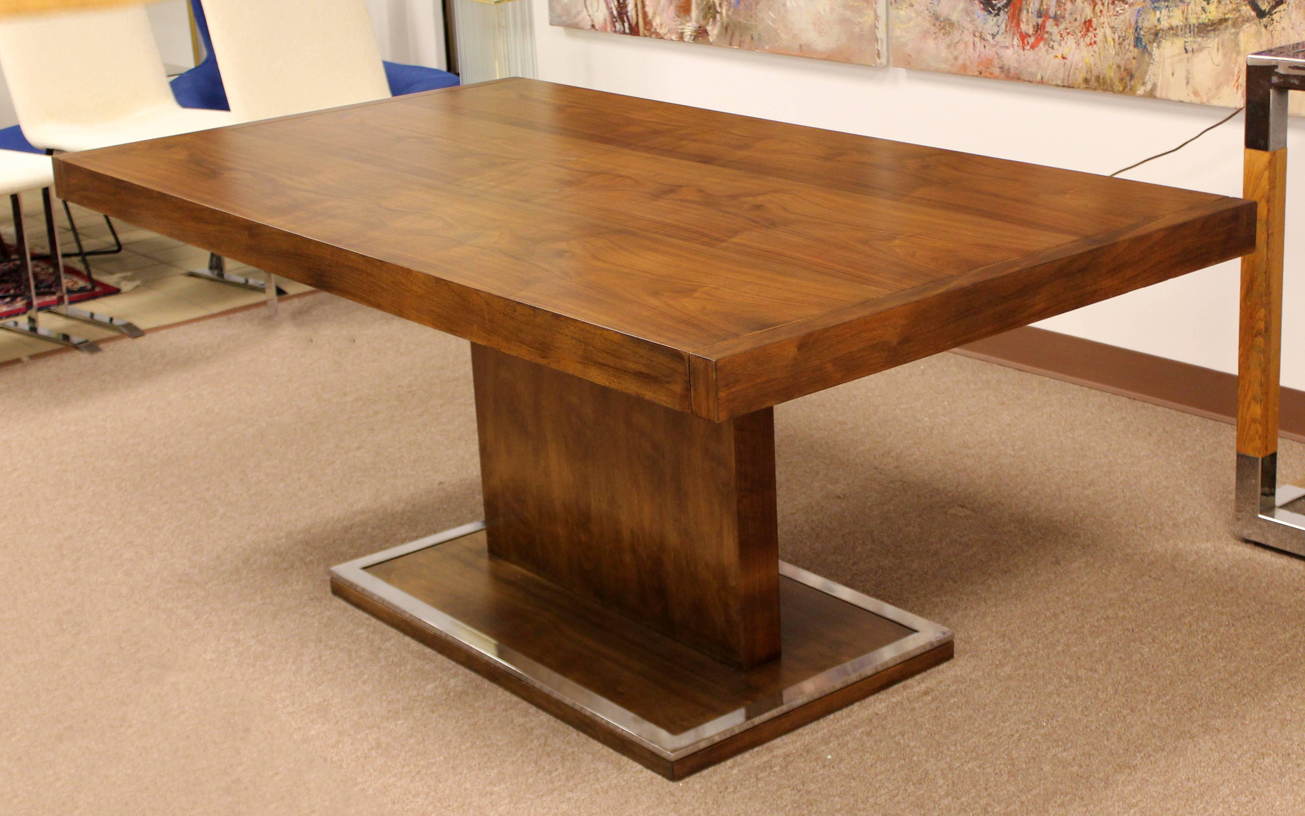 Mid-Century Modern Baughman Founders Walnut Chrome Pedestal Dining Table 2