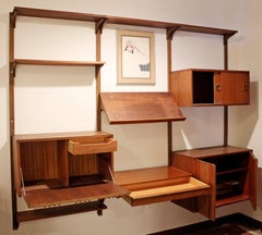 Vintage Mid-Century Modern Mounted Shelving Wall Unit Cado / Nelson Style