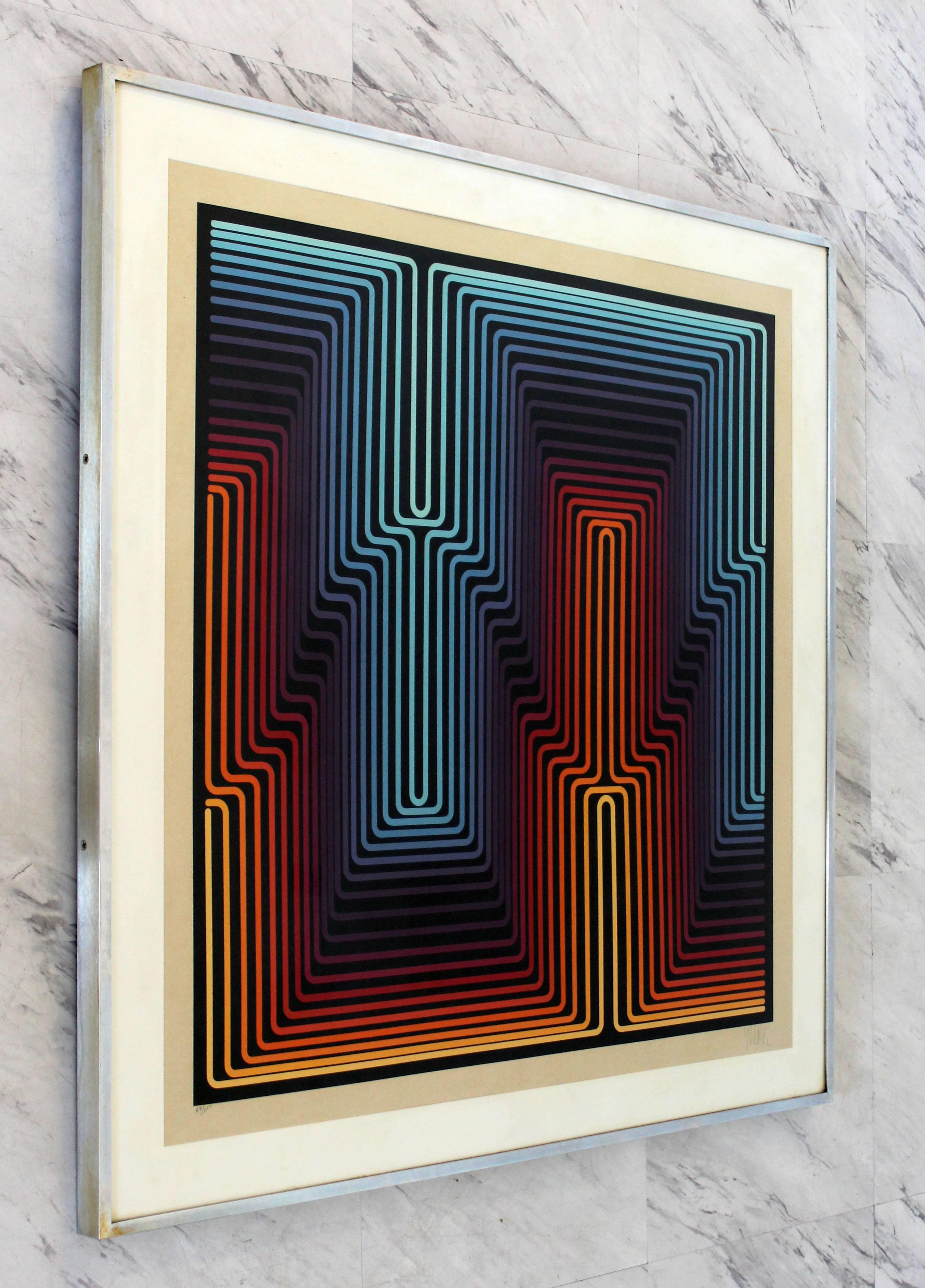 For your consideration is a crazy, cool op art print, signed by Victor Vasarely's son Jean-Pierre, Yvaral and numbered 69/200. In excellent condition. The dimensions are 30
