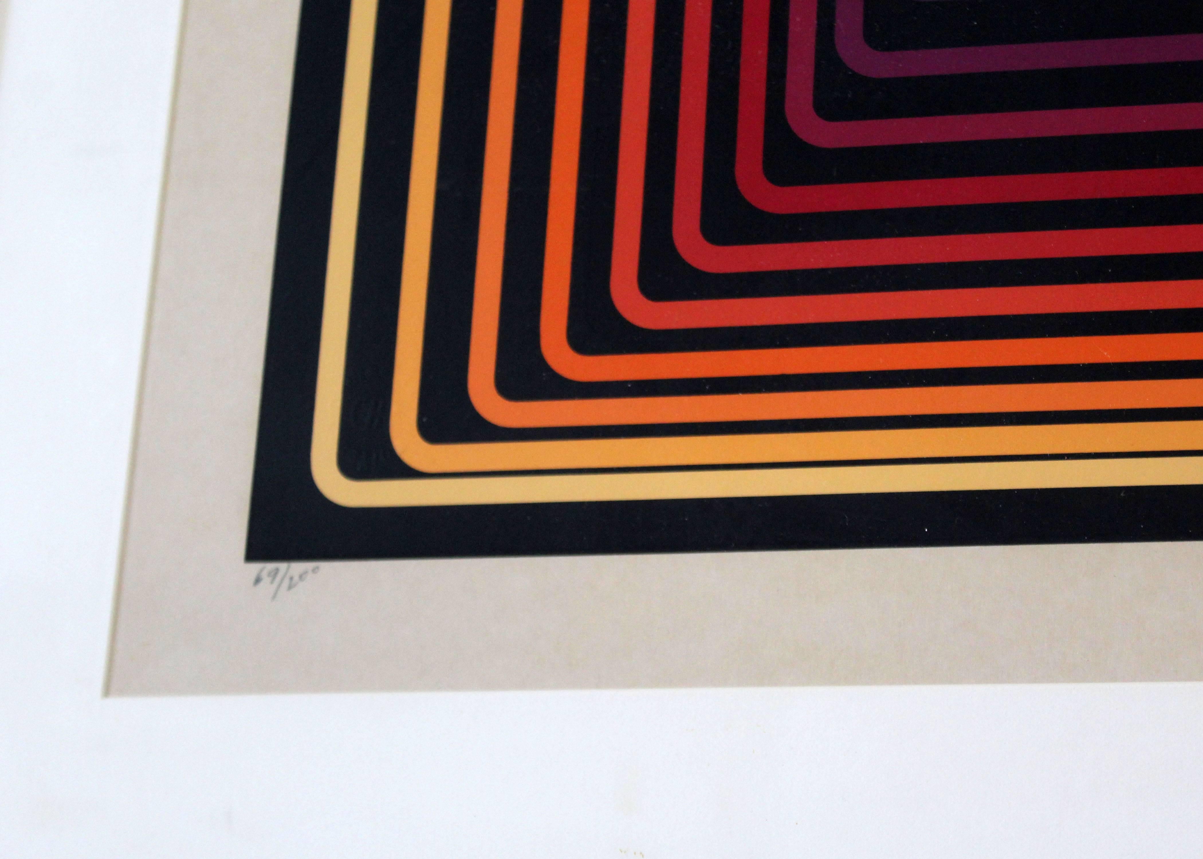 Mid-Century Modern Op Art Print Signed Yvaral Vasarely Numbered 69/200 In Good Condition In Keego Harbor, MI