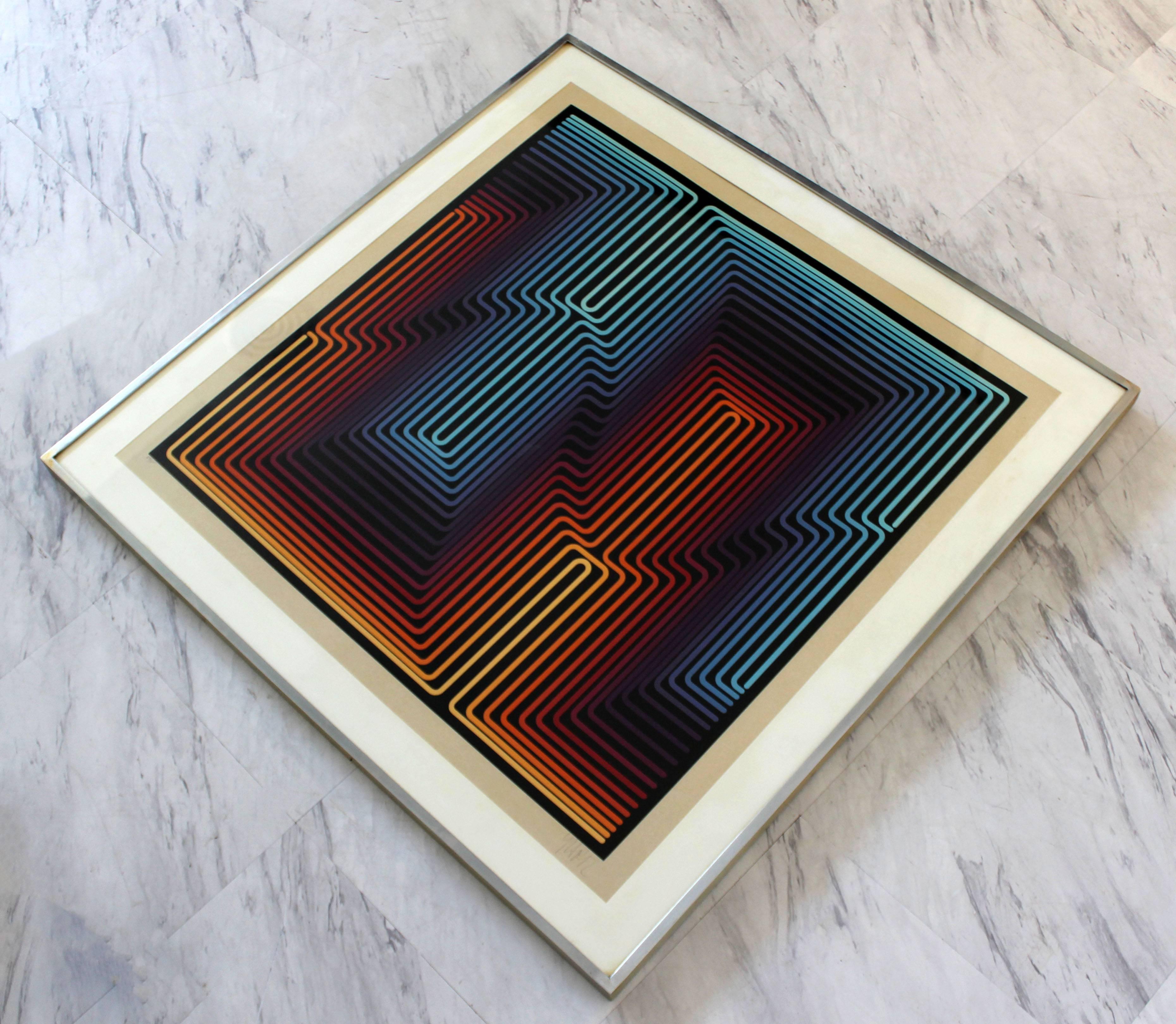 Late 20th Century Mid-Century Modern Op Art Print Signed Yvaral Vasarely Numbered 69/200