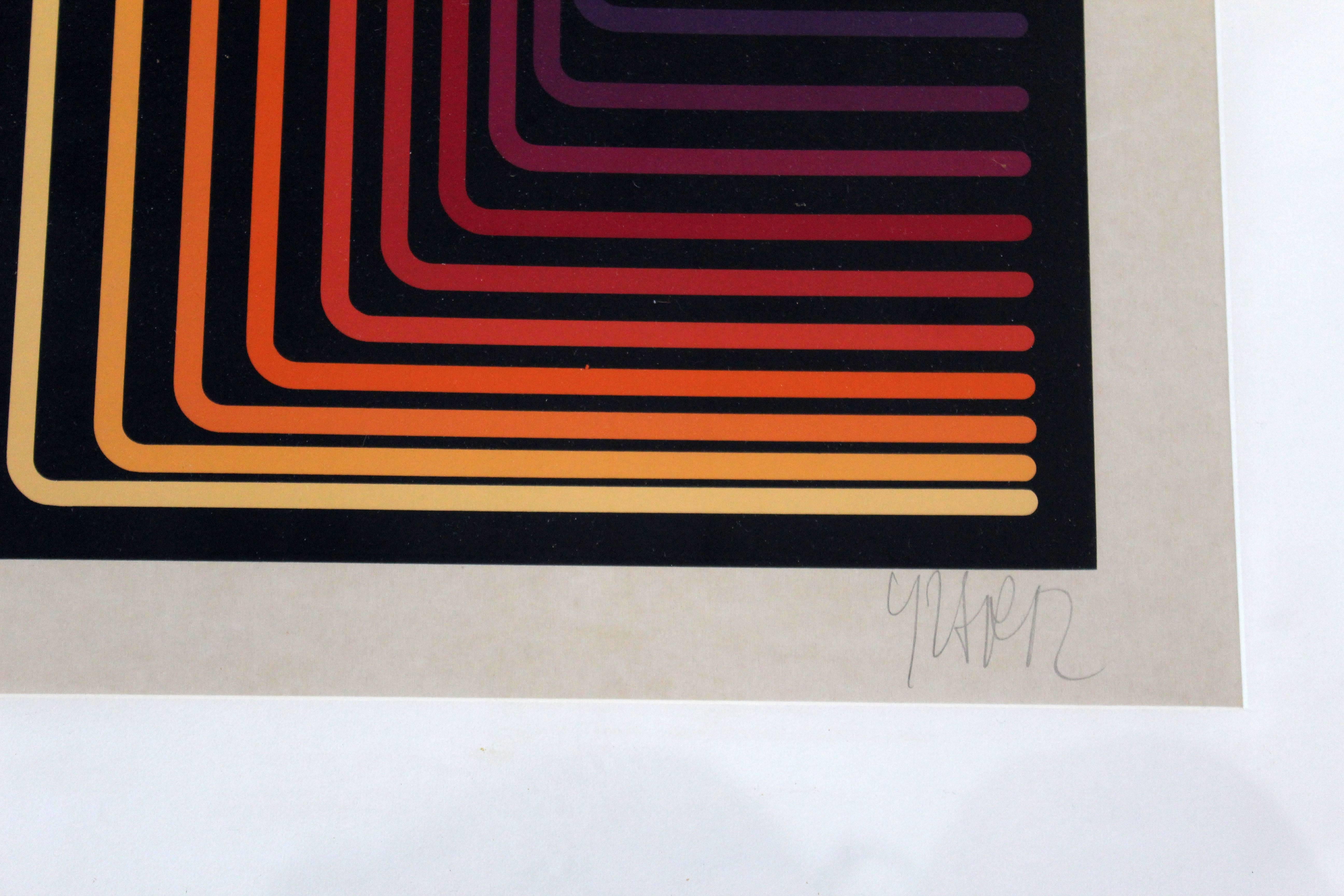 Mid-Century Modern Op Art Print Signed Yvaral Vasarely Numbered 69/200 1