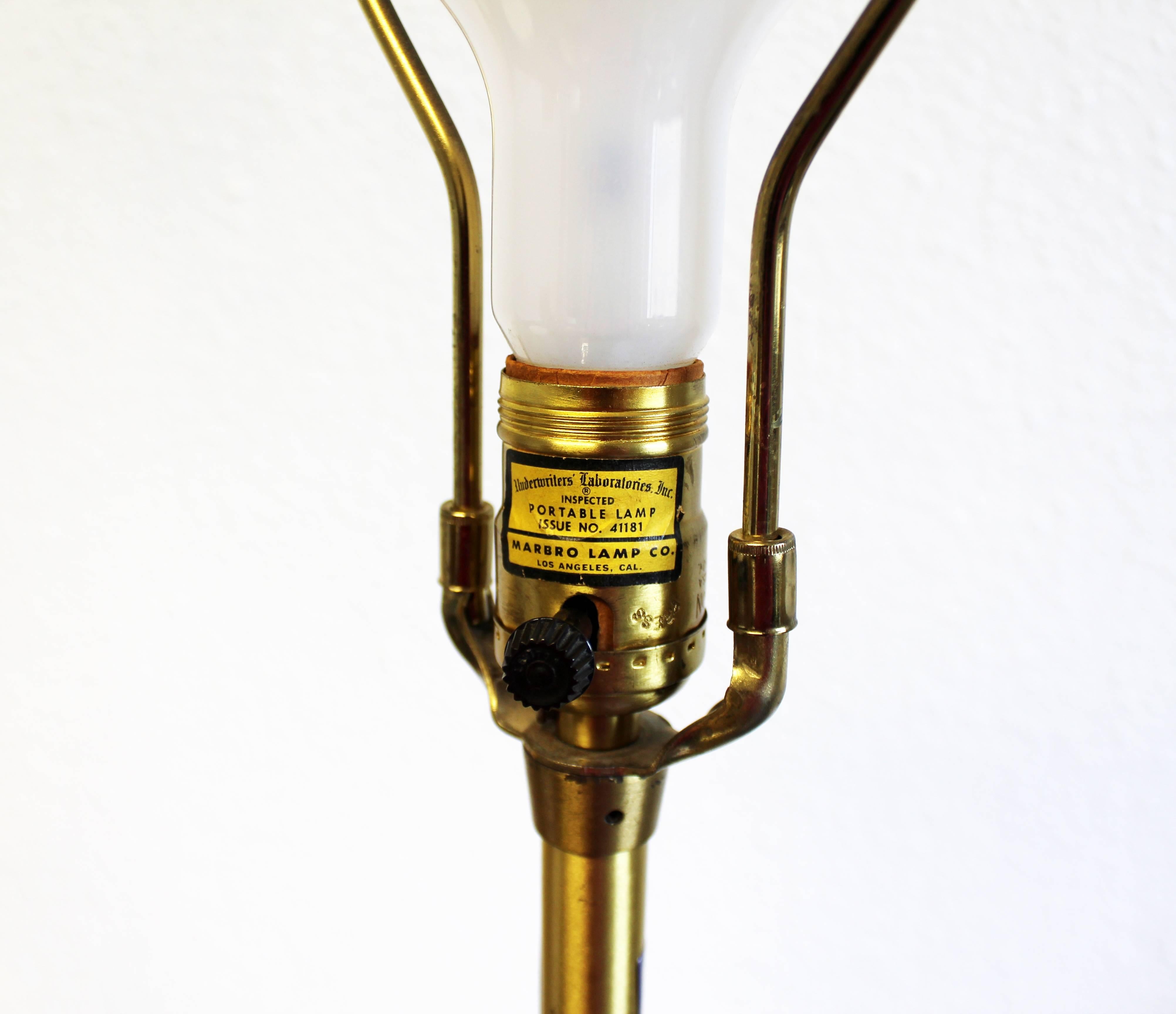 Mid-20th Century Mid-Century Modern Seguso for Marbro Pair of Amber Glass Lamps Original Shades