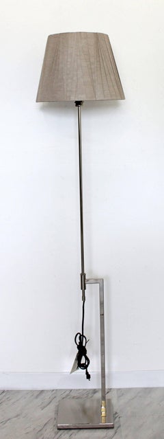 Mid-Century Modern Robert Sonneman Chrome Floor Lamp Original Tag Shade & Finial