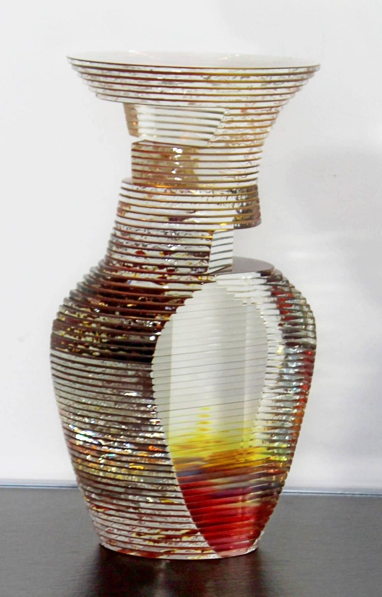 Contemporary Large Glass Table Sculpture Signed by Sidney Hutter Dated