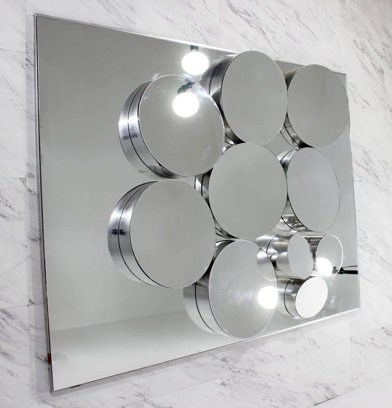MidCentury Modern John Leslie Op Art Wall Sculpture Hanging Mirror