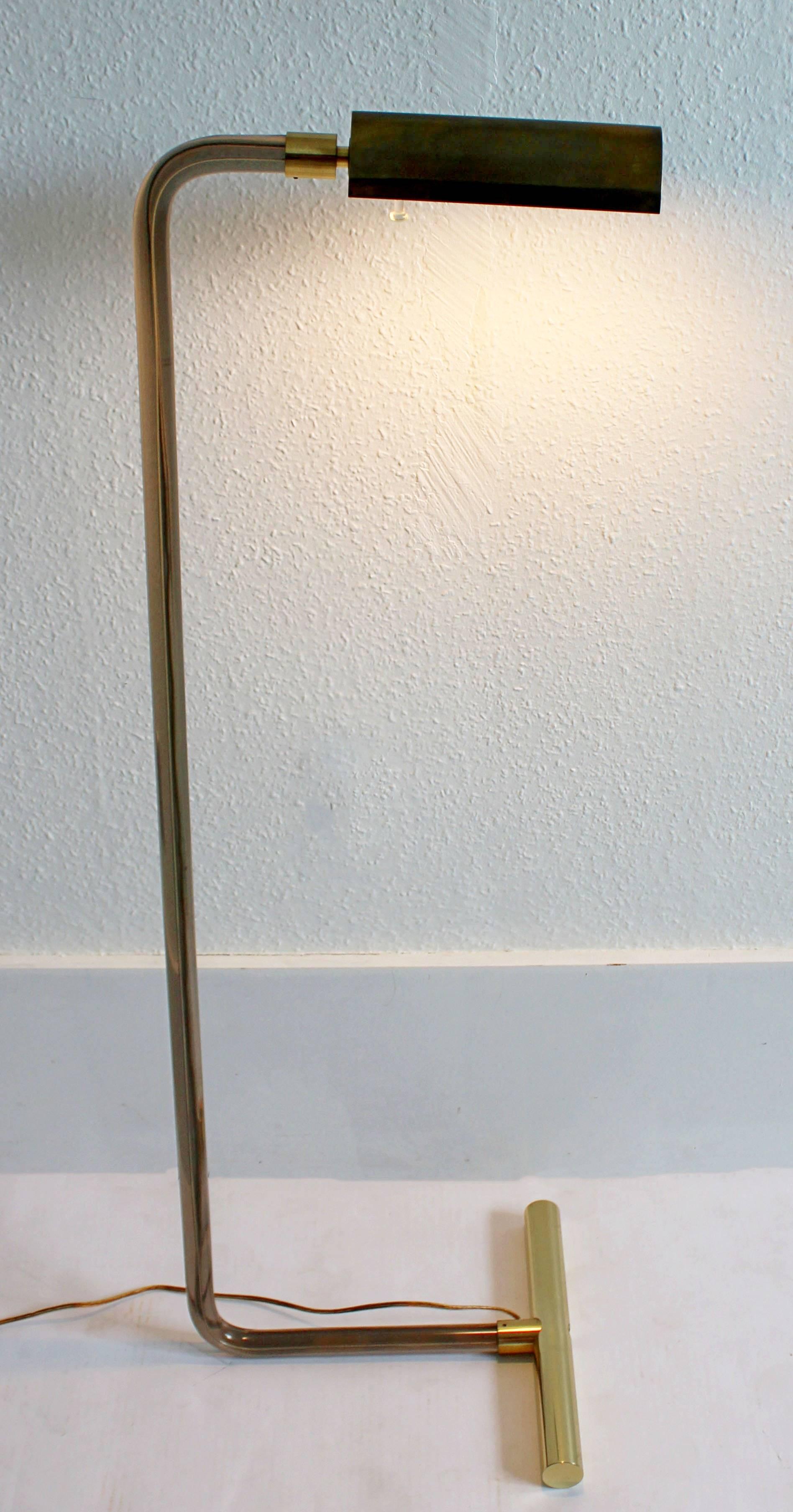 Mid-Century Modern Peter Hamburger for Kovacs Smoked Lucite Brass Floor Lamp 3