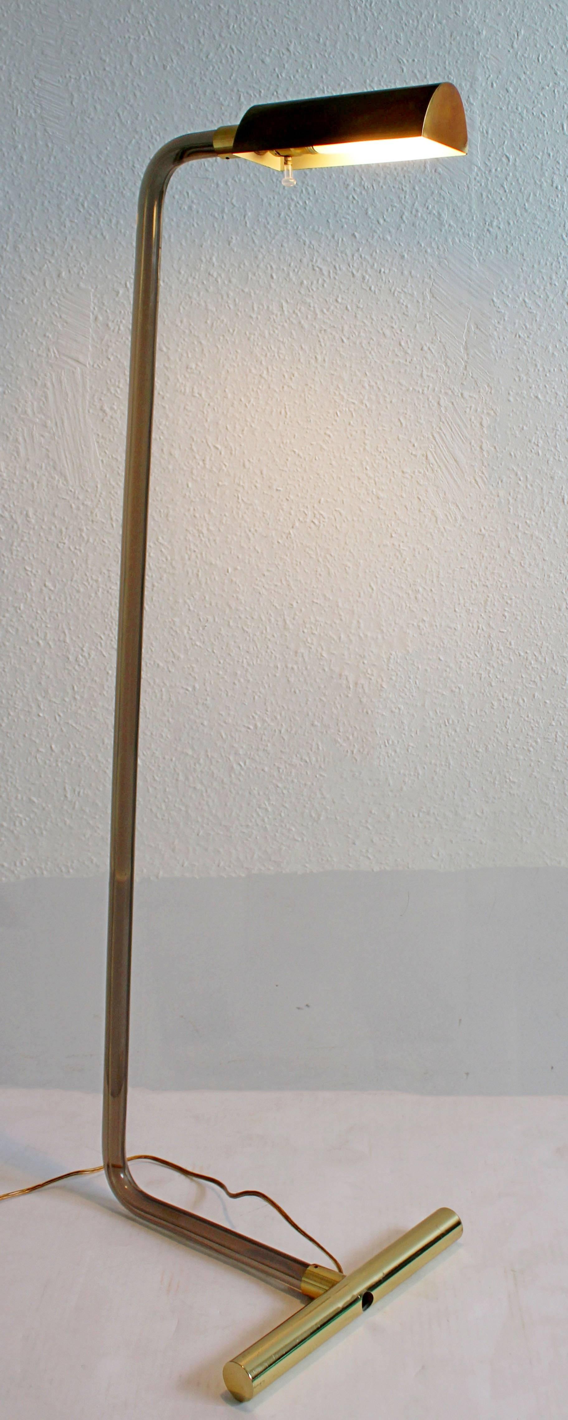 Mid-Century Modern Peter Hamburger for Kovacs Smoked Lucite Brass Floor Lamp 4
