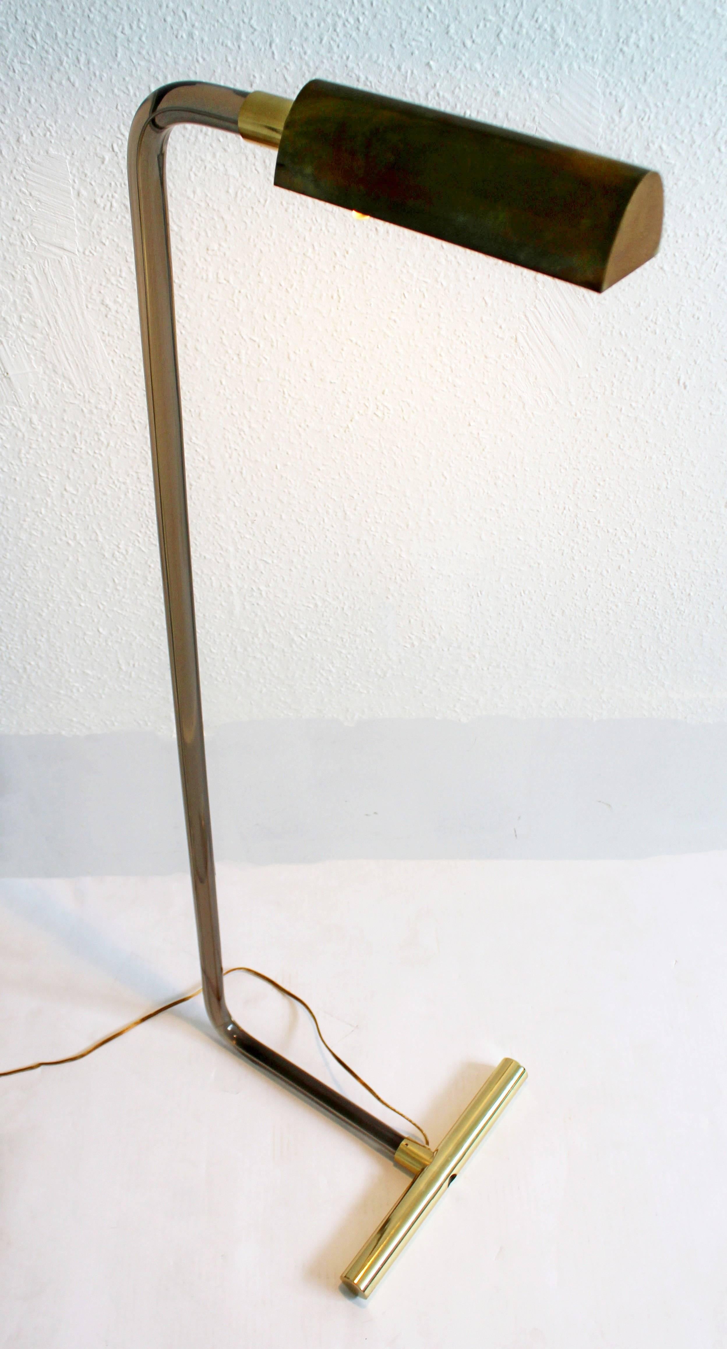 Mid-Century Modern Peter Hamburger for Kovacs Smoked Lucite Brass Floor Lamp 5
