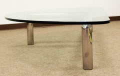 Mid-Century Modern Pace Attributed Large Glass Tubular Chrome Coffee Table