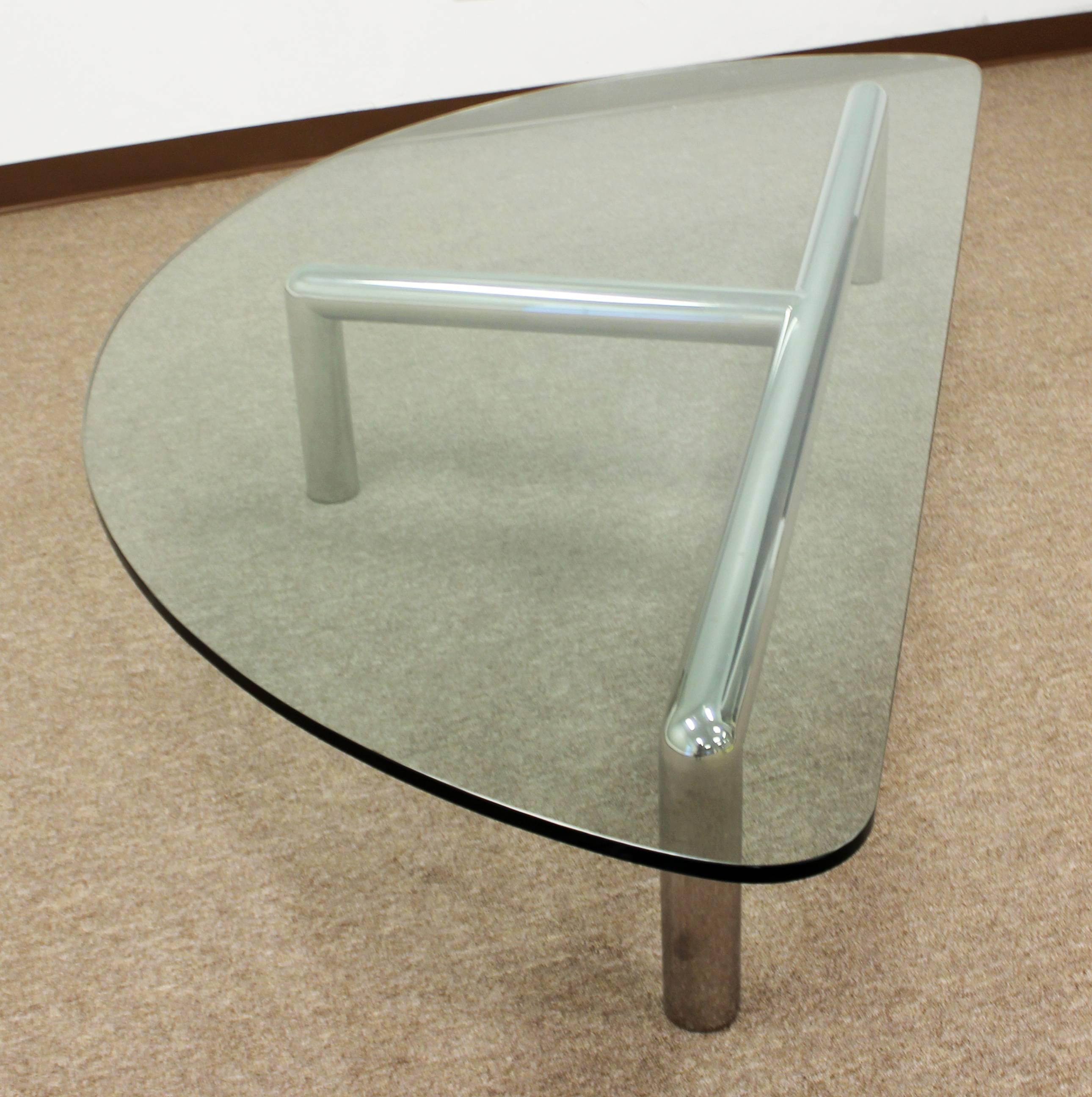 Late 20th Century Mid-Century Modern Pace Attributed Large Glass Tubular Chrome Coffee Table