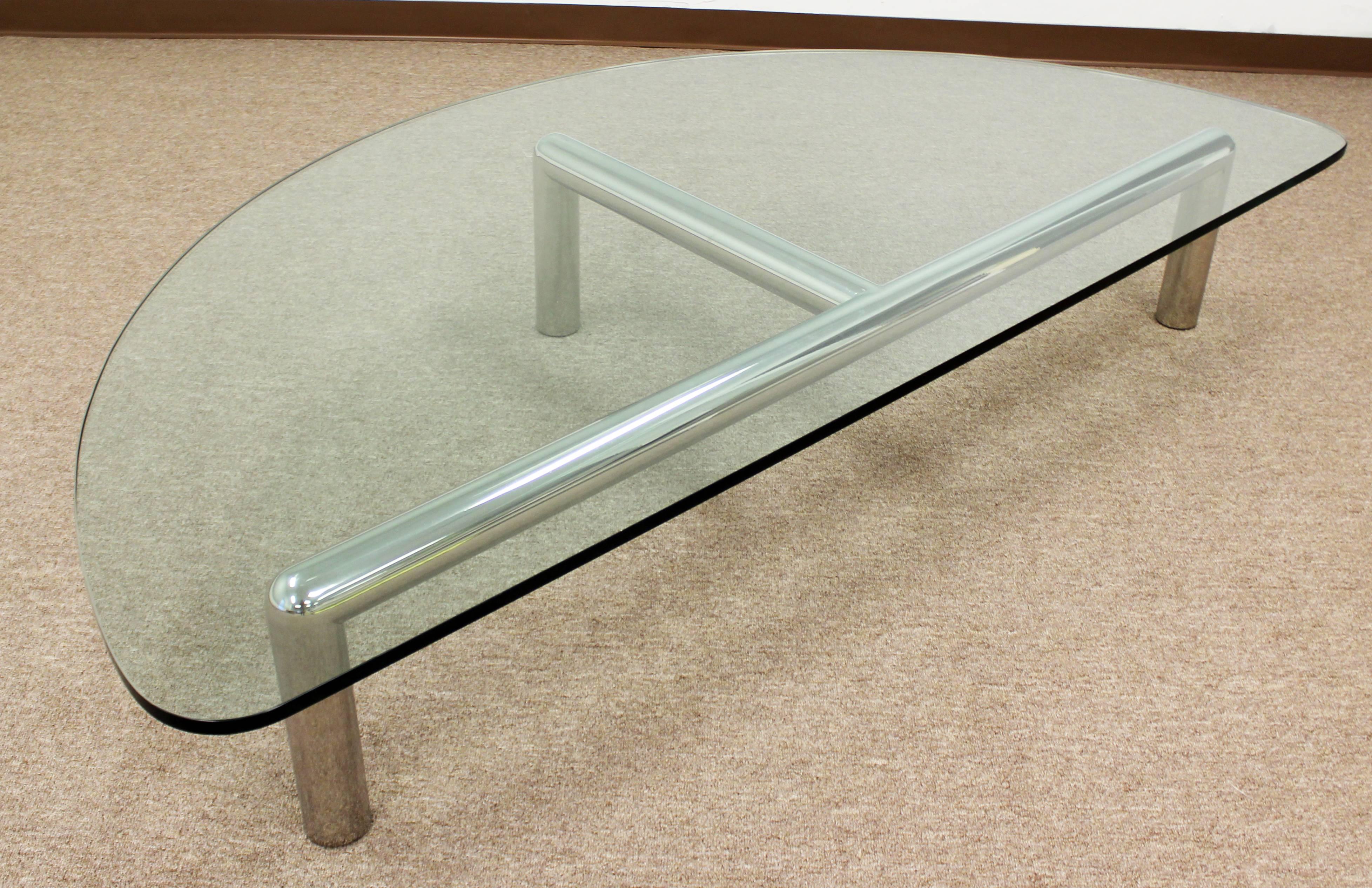 Mid-Century Modern Pace Attributed Large Glass Tubular Chrome Coffee Table 3