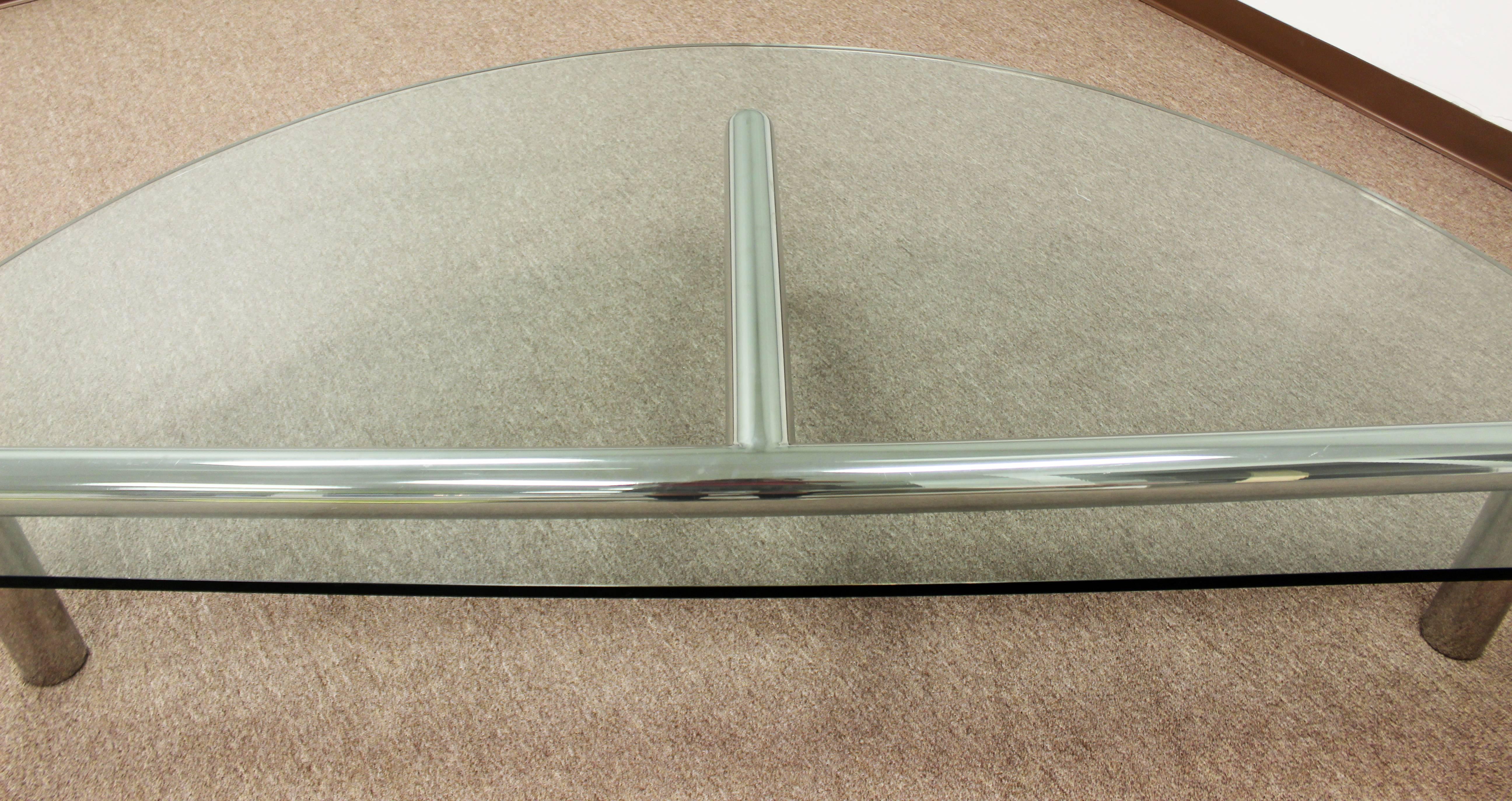 Mid-Century Modern Pace Attributed Large Glass Tubular Chrome Coffee Table 4