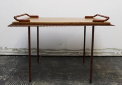 Mid-Century Modern Paavo Tynell for Taito Oy Finland Perforated Metal Oak Table