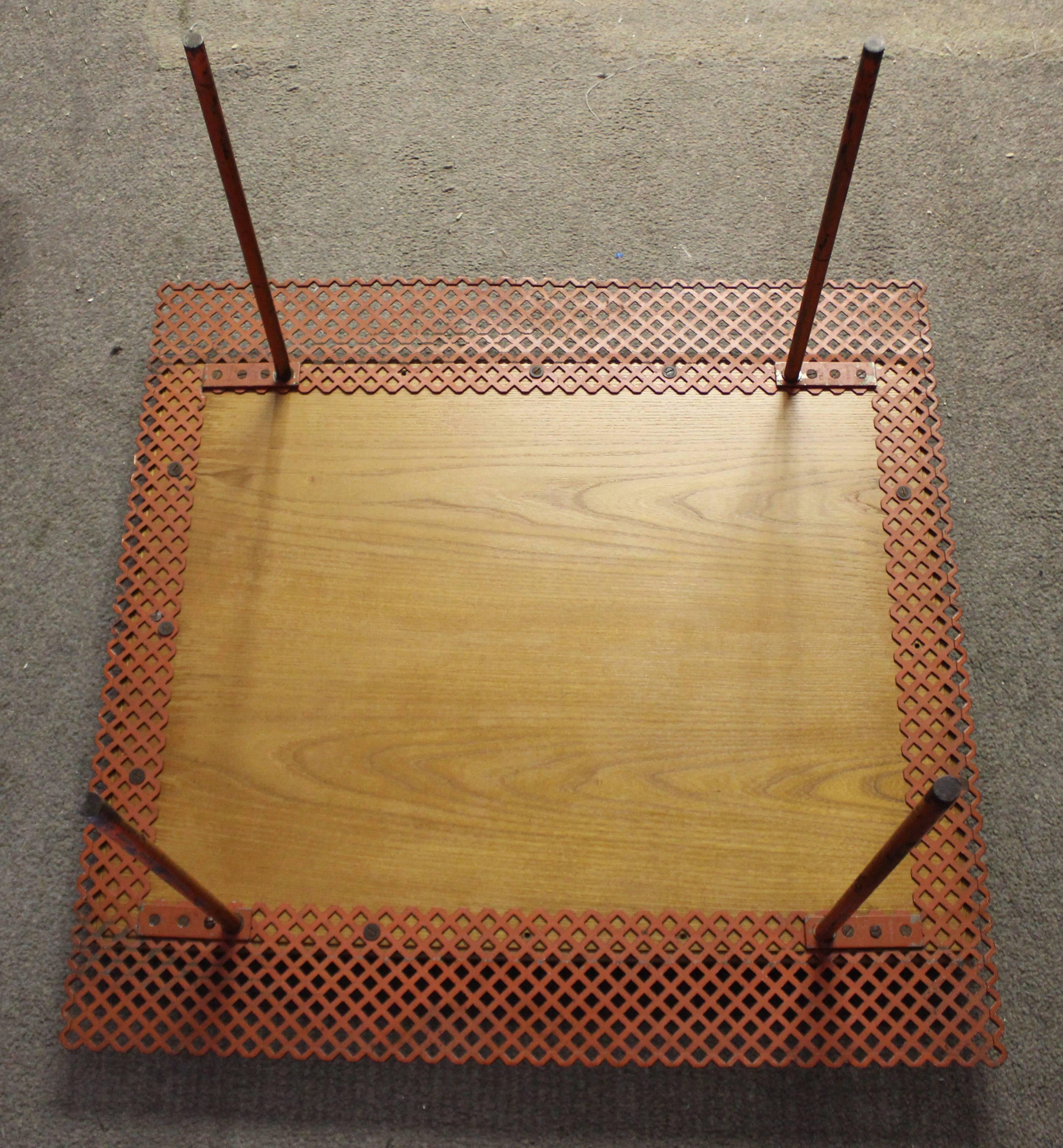 Mid-20th Century Mid-Century Modern Paavo Tynell for Taito Oy Finland Perforated Metal Oak Table