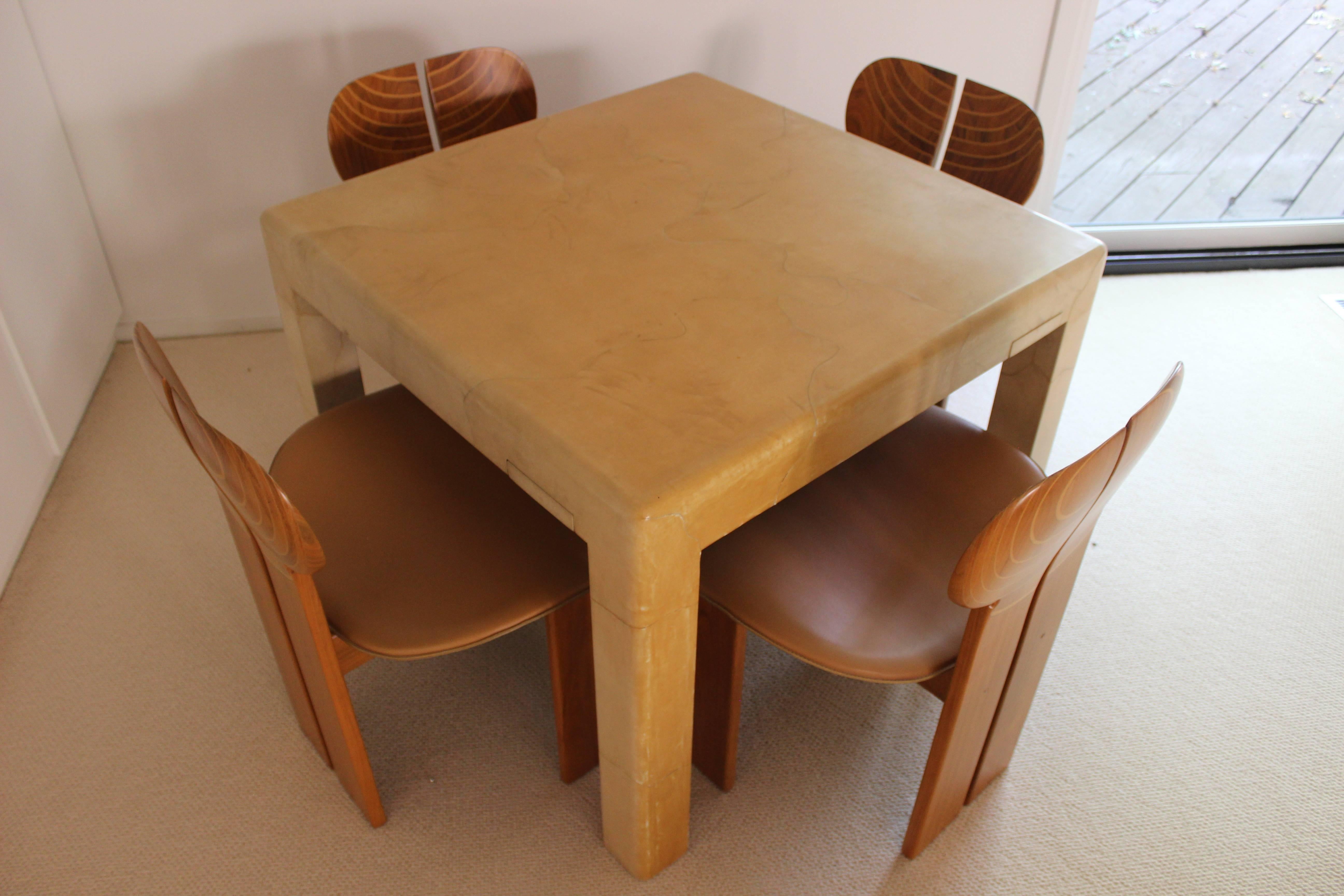 Late 20th Century Mid-Century Modern Rare Karl Springer Goat Skin Parchment Dinette Game Table