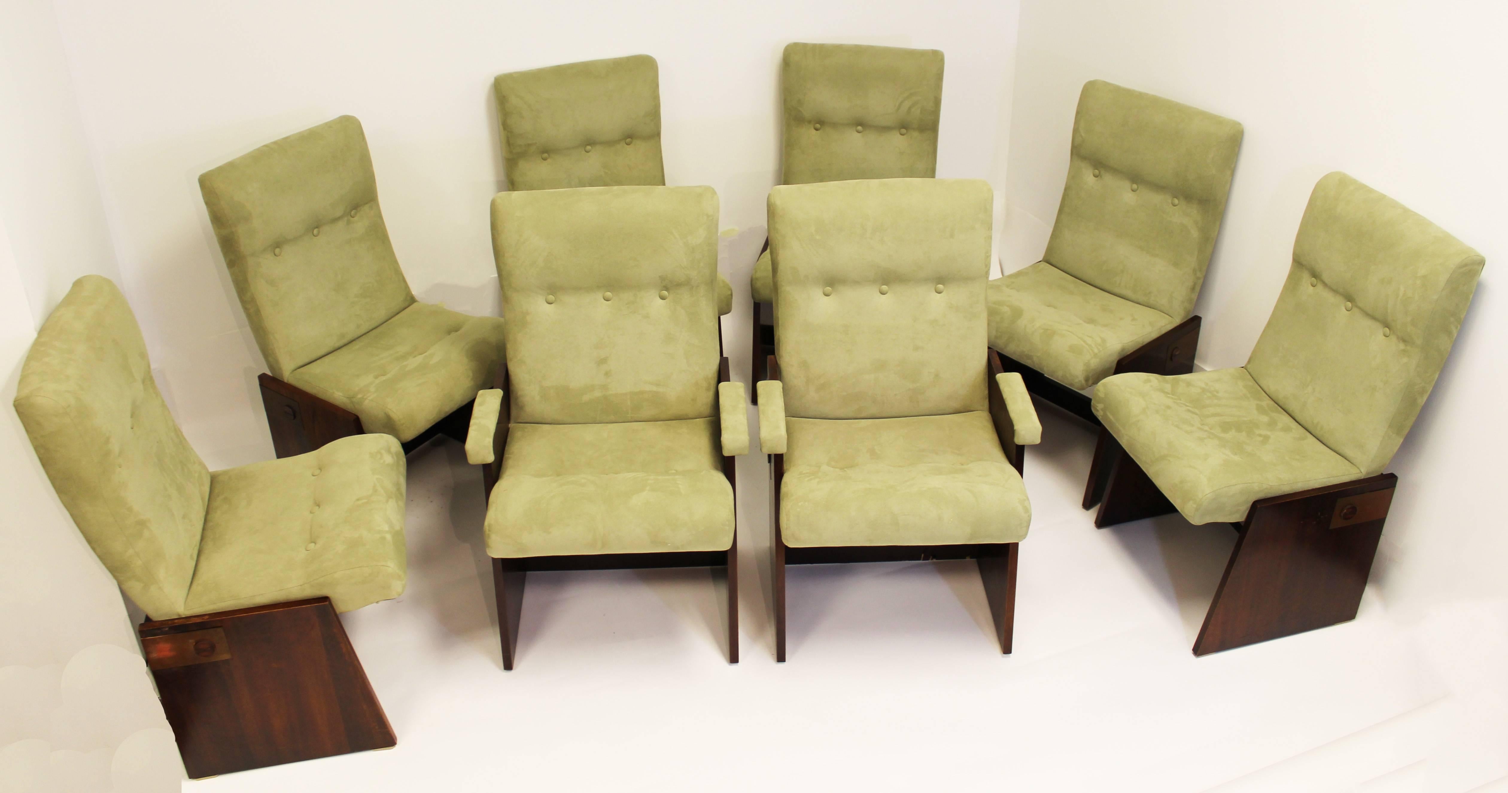 Vintage Mid-Century Modern Set of Eight Lane Brutalist Style Dining Chairs 1