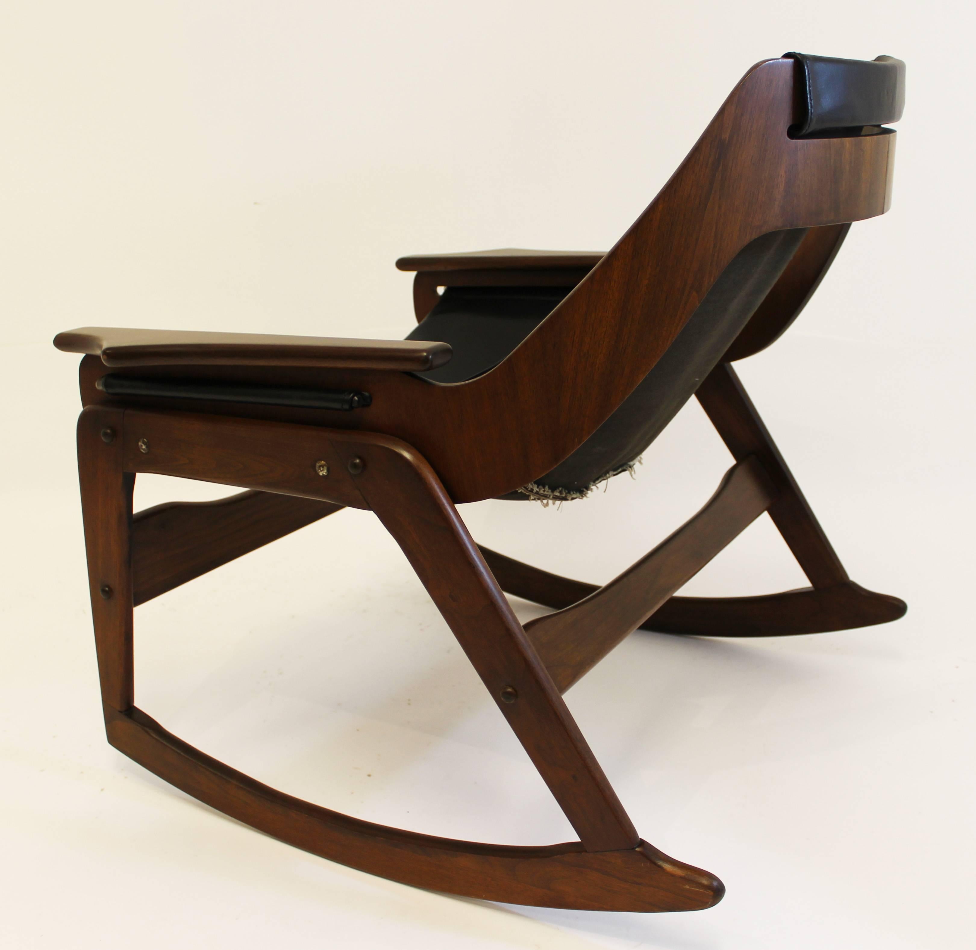 leather sling rocking chair