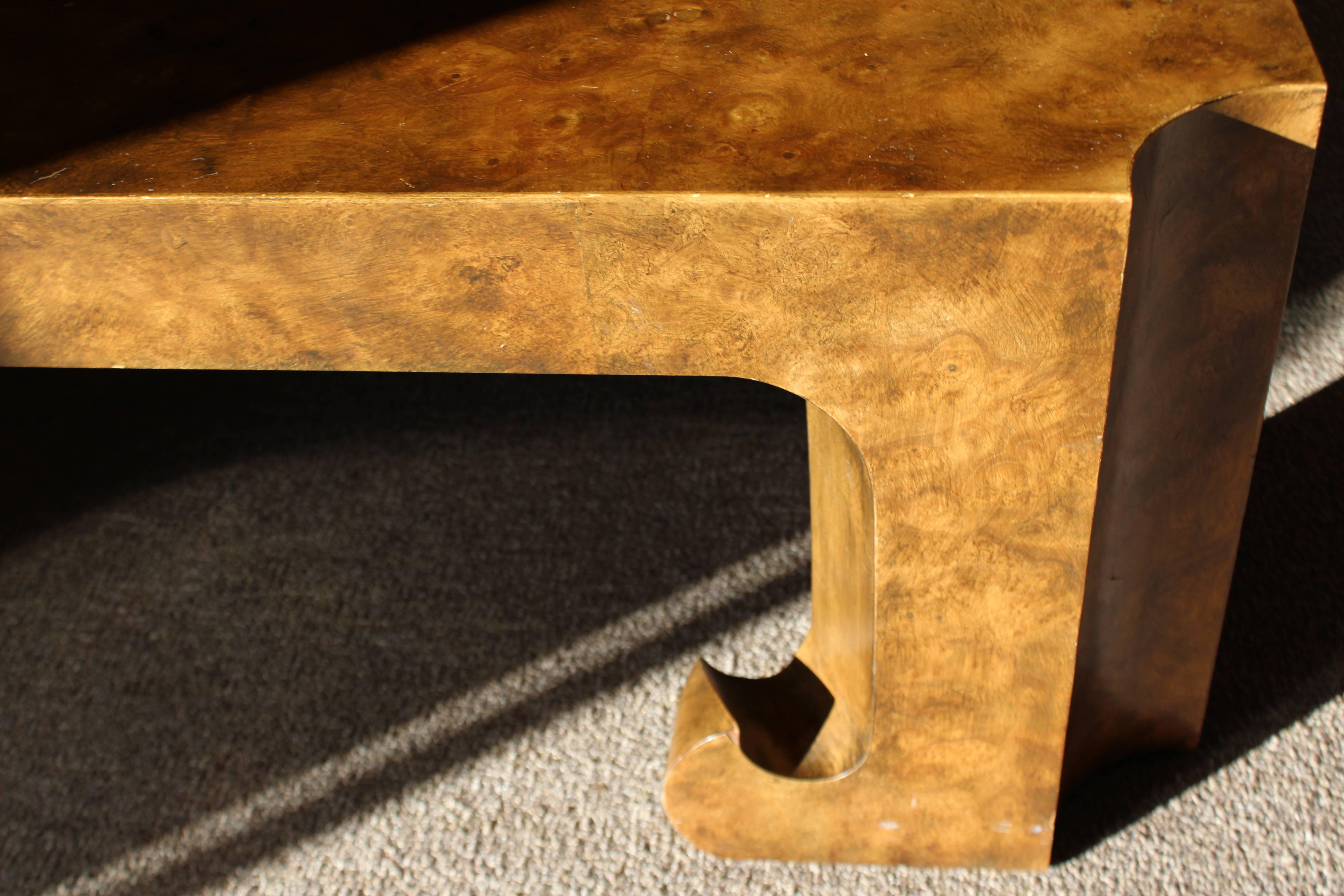 Mid-Century Modern Baker Burl Wood Asian Coffee Table Collector's Edition 1