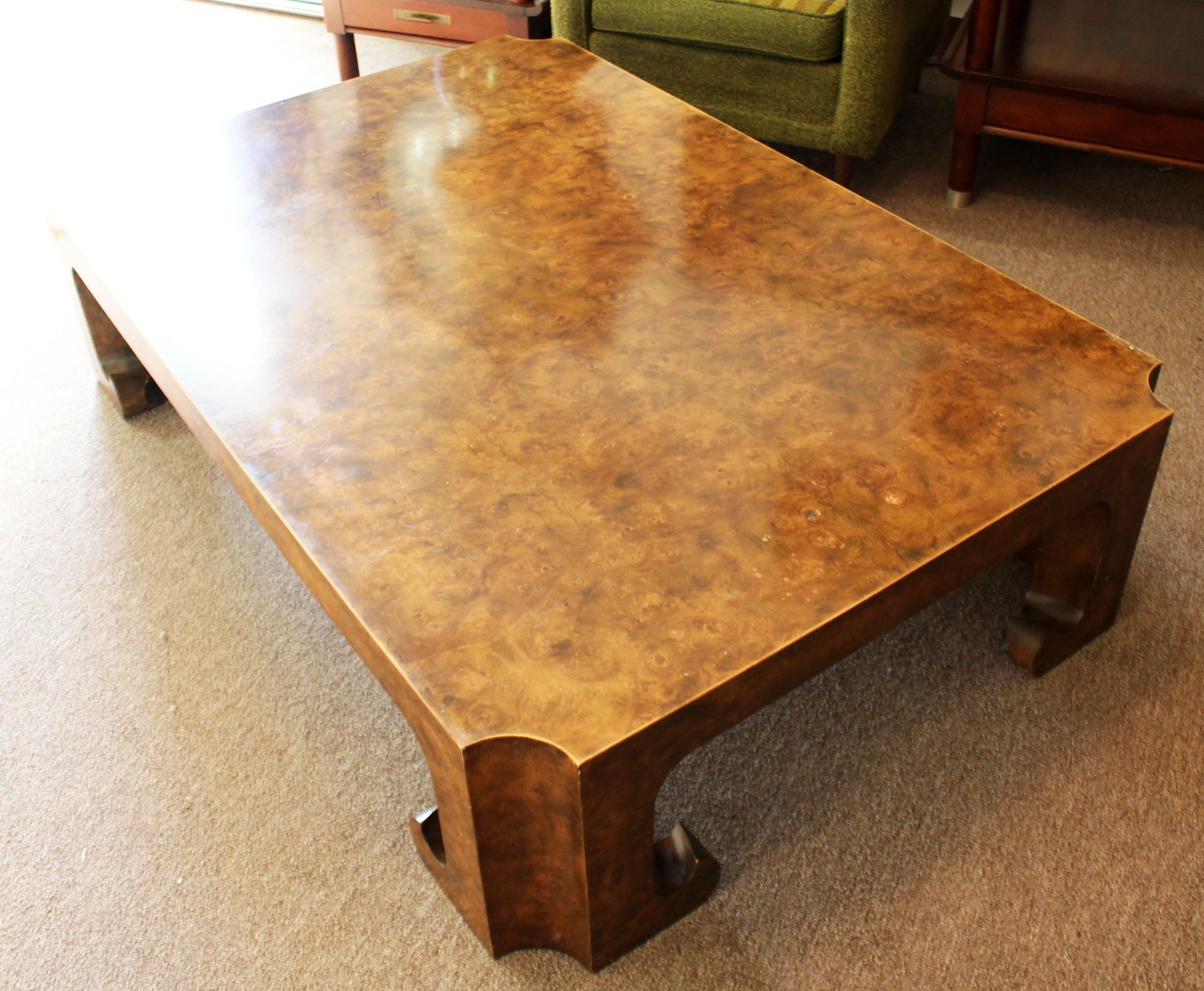 Mid-Century Modern Baker Burl Wood Asian Coffee Table Collector's Edition 2