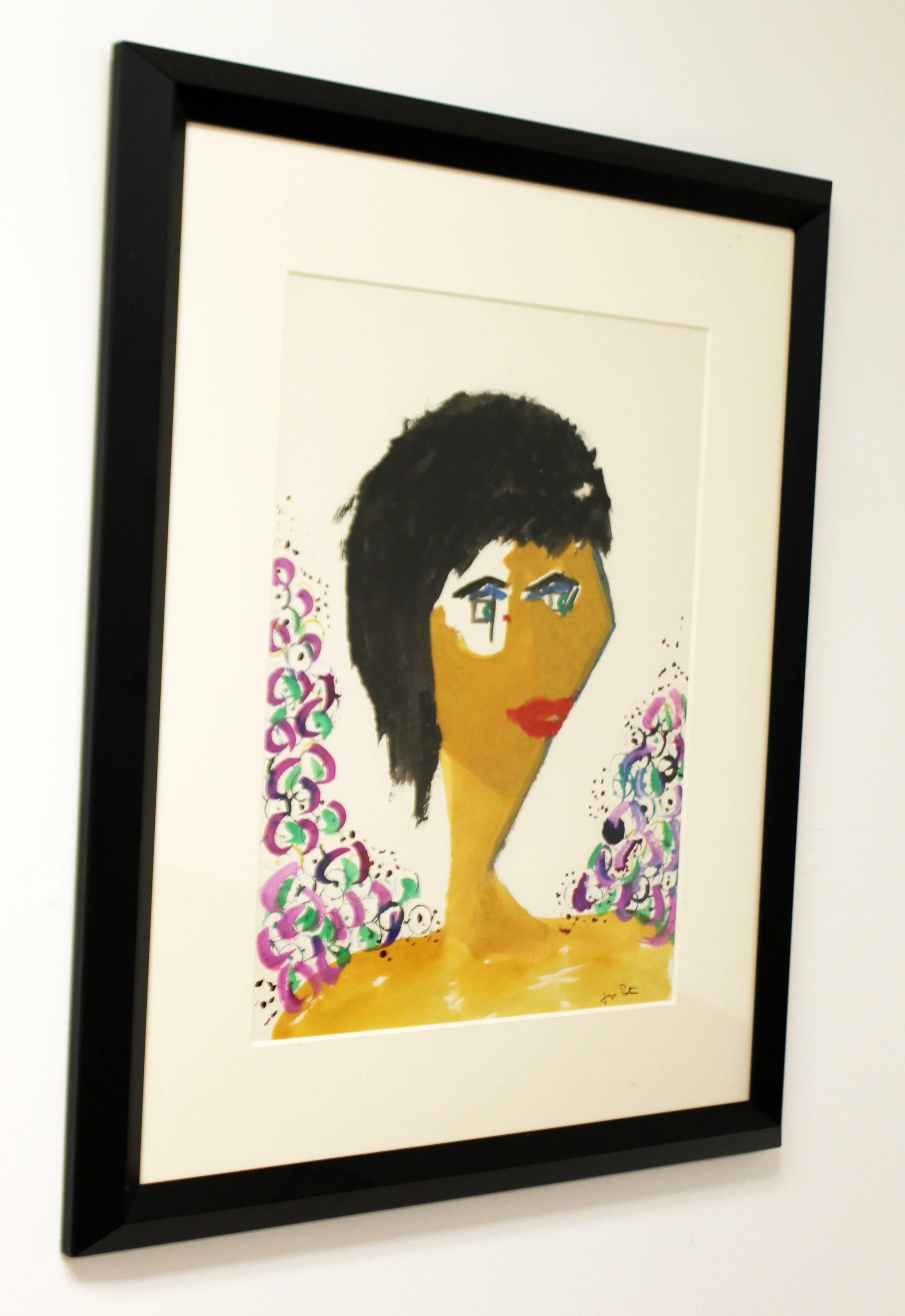 For your consideration is an original watercolor painting of a woman by Jacques Potin, signed. In excellent condition. The dimensions are 29.5